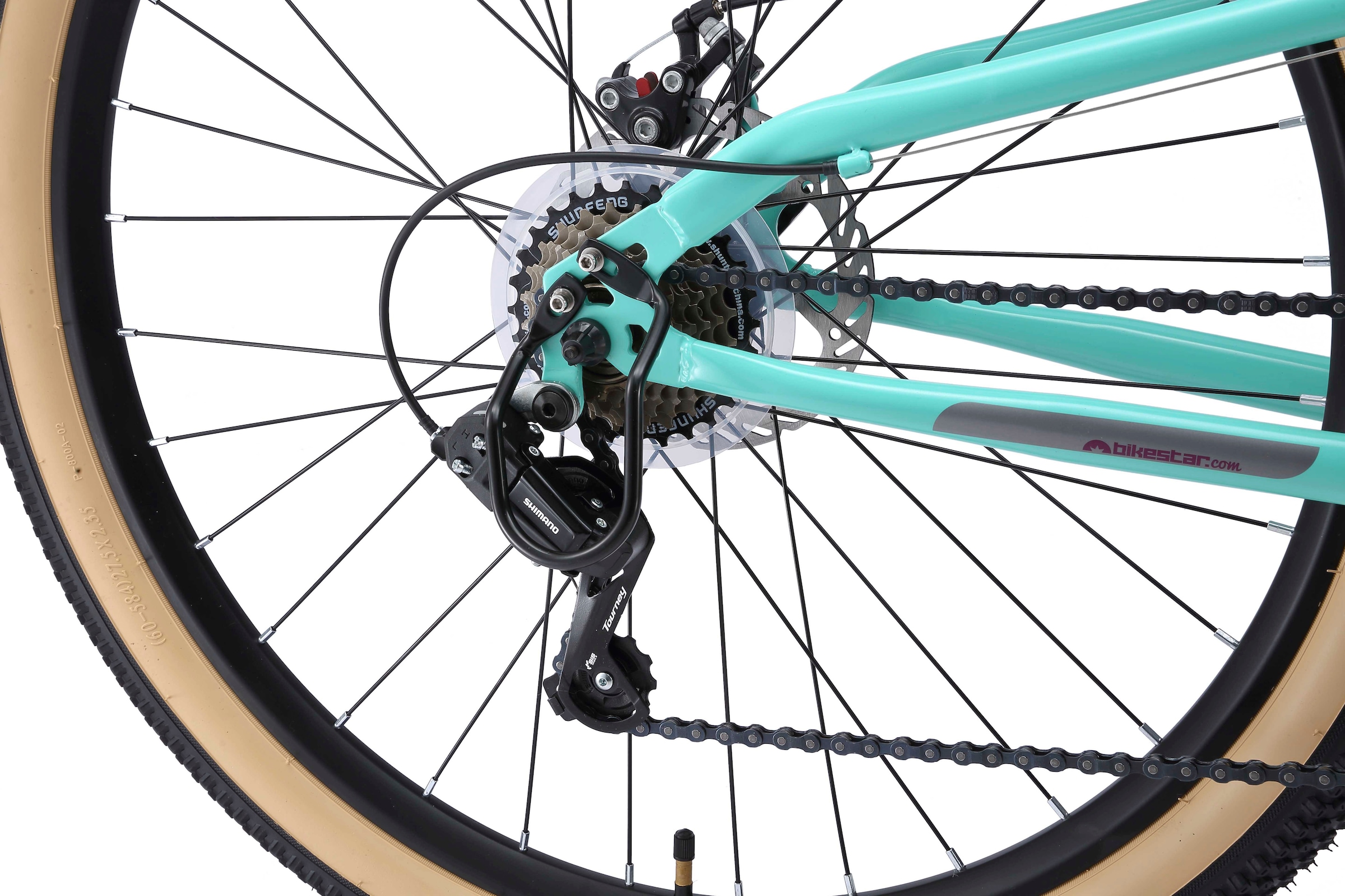 Bikestar Mountainbike, 21 Gang, Shimano, RD-TY300 Schaltwerk, Kettenschaltung, für Damen und Herren, Kettenschaltung