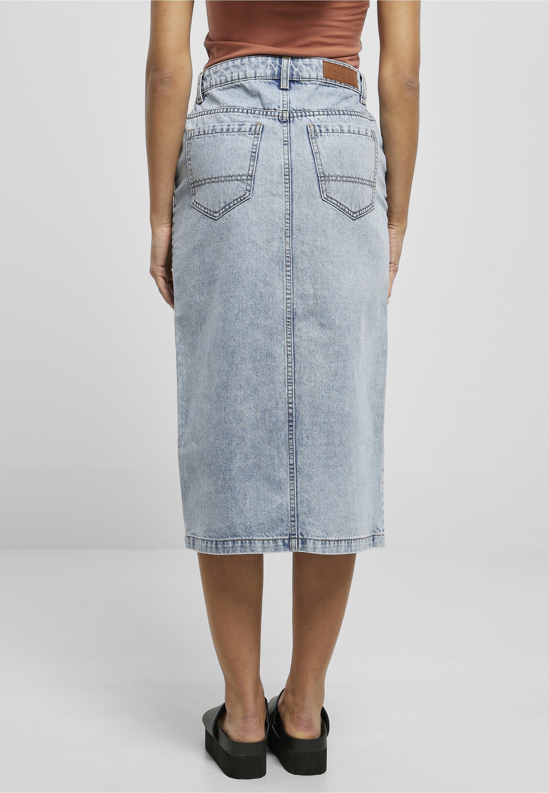 URBAN CLASSICS Jerseyrock »Urban Classics Damen Ladies Midi Denim Skirt« 1 Stk.