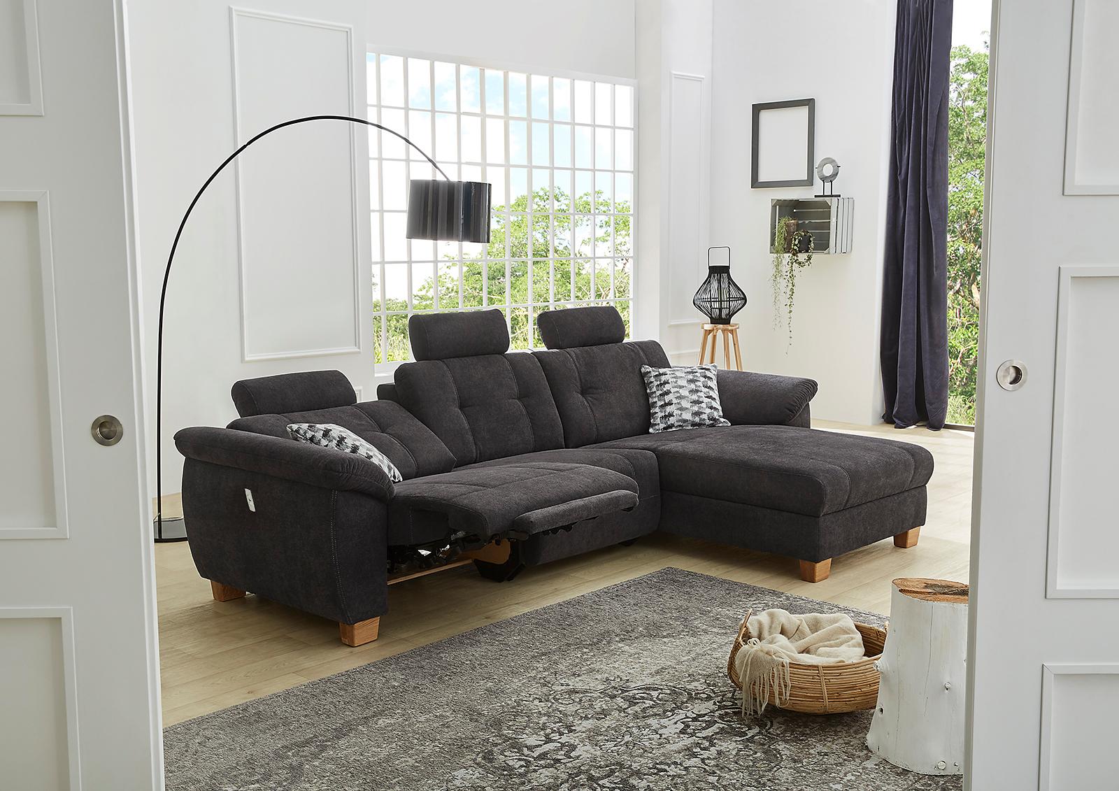 Thumbnail - Jockenhöfer Gruppe Ecksofa "Savona L-Form, B: 299 cm" mit elektr. Relaxfunktion, USB, 2 Zierkissen & 3 Kopfstützen