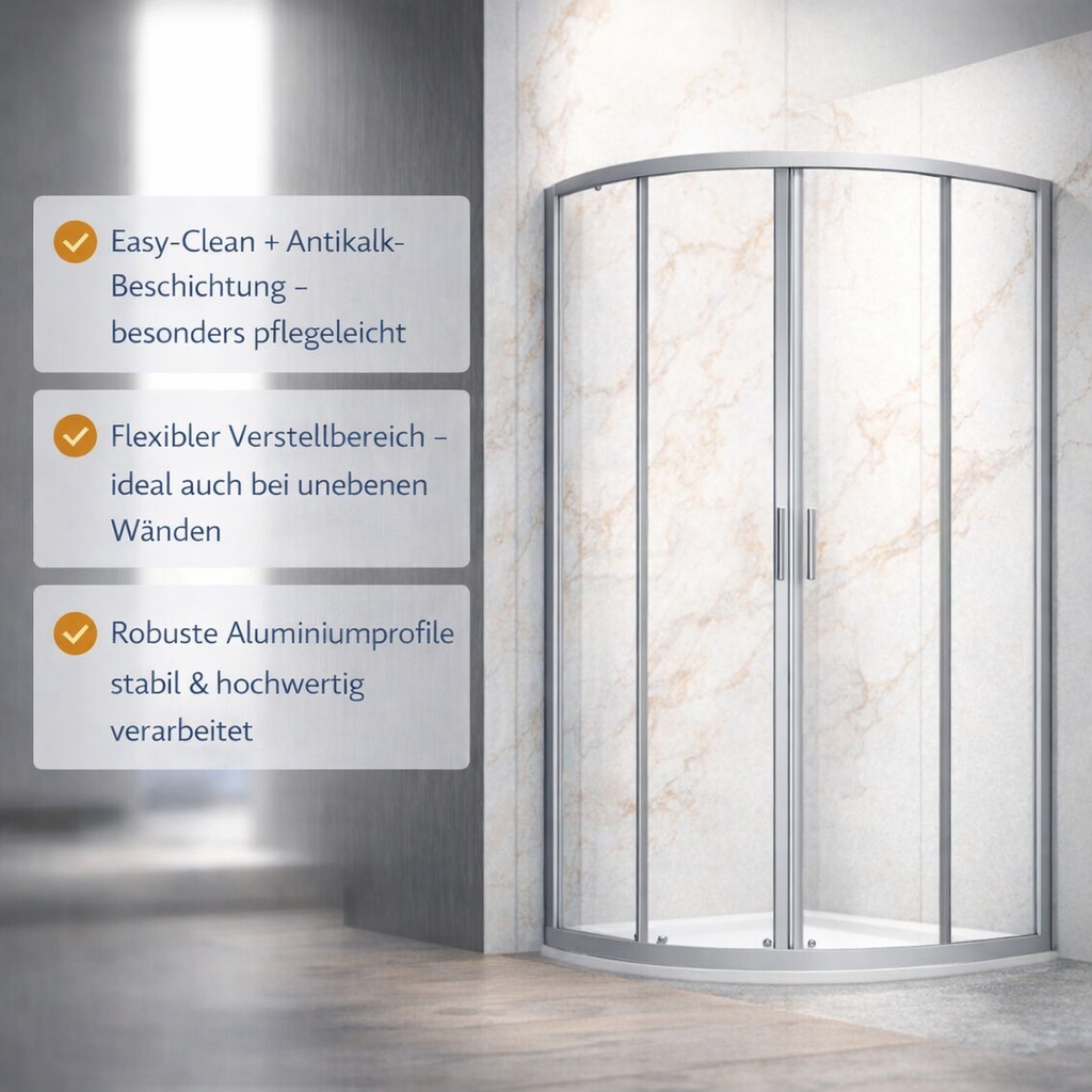 welltime Runddusche »Summer« Hohe 190 cm, 6mm ESG, Easy Clean, verbessertes Rollensystem