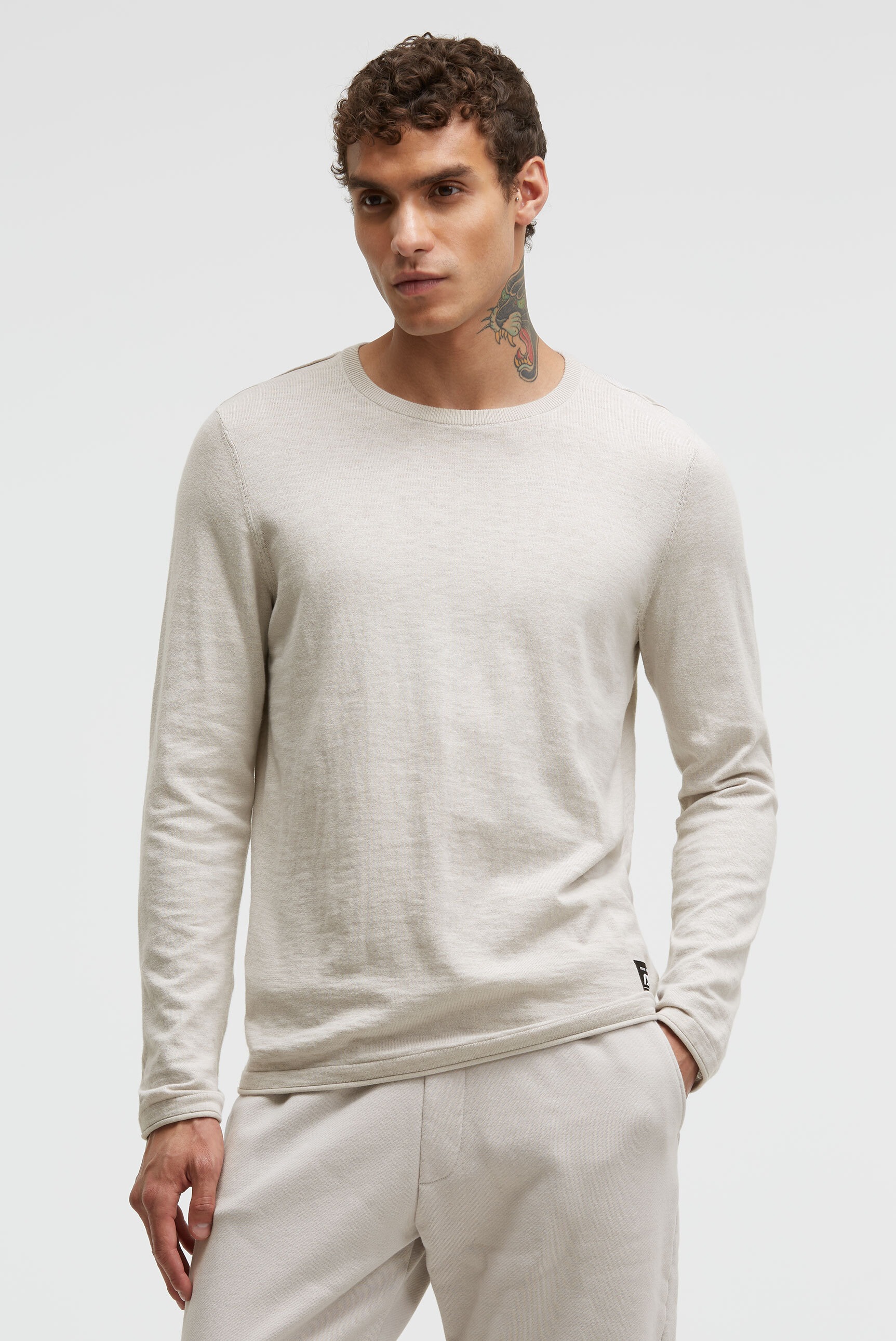 CMPD Rundhalspullover mit Rollsäumen günstig online kaufen