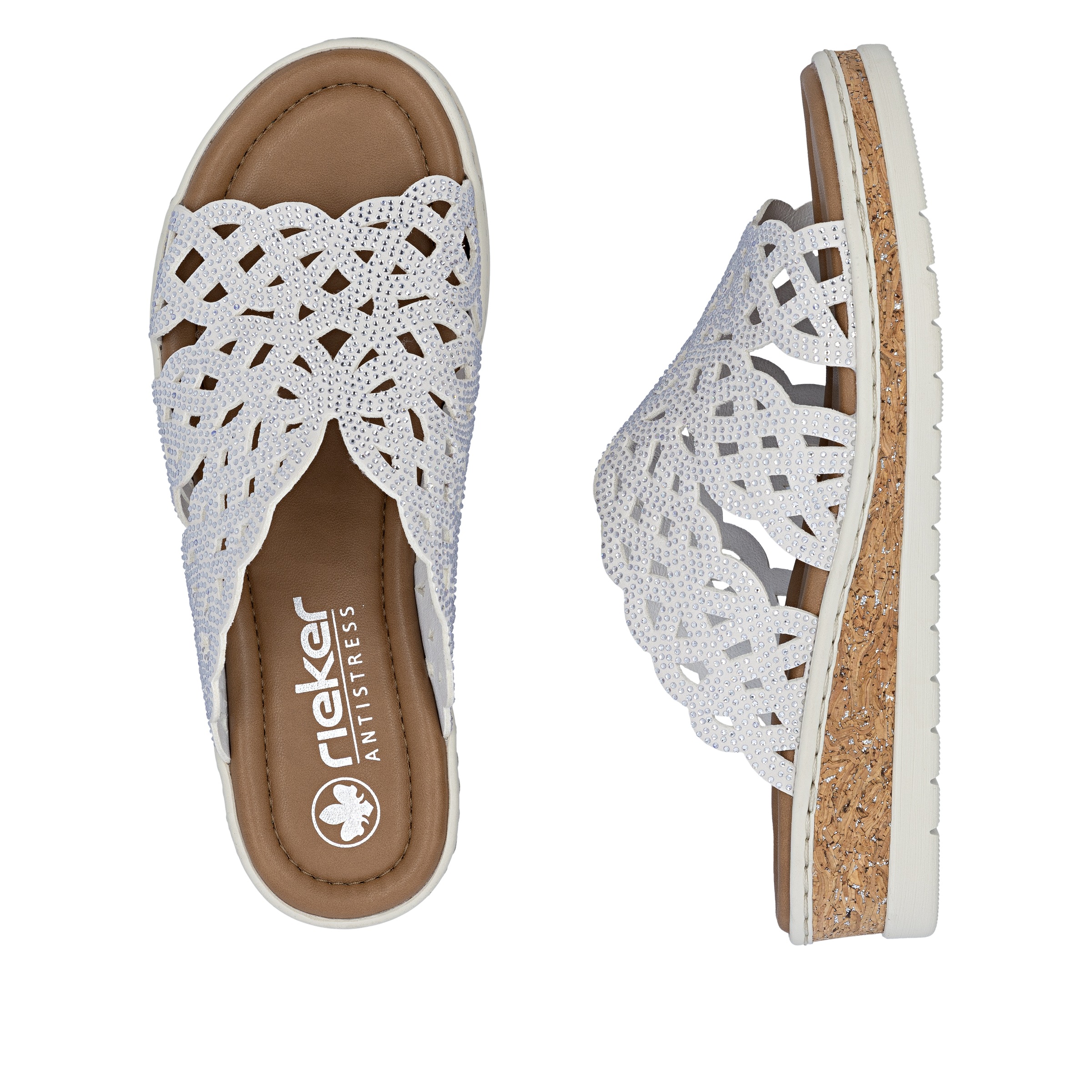 Rieker Pantolette  Sommerschuh, Hausschuh, Keilabsatz, mit Glitzersteine