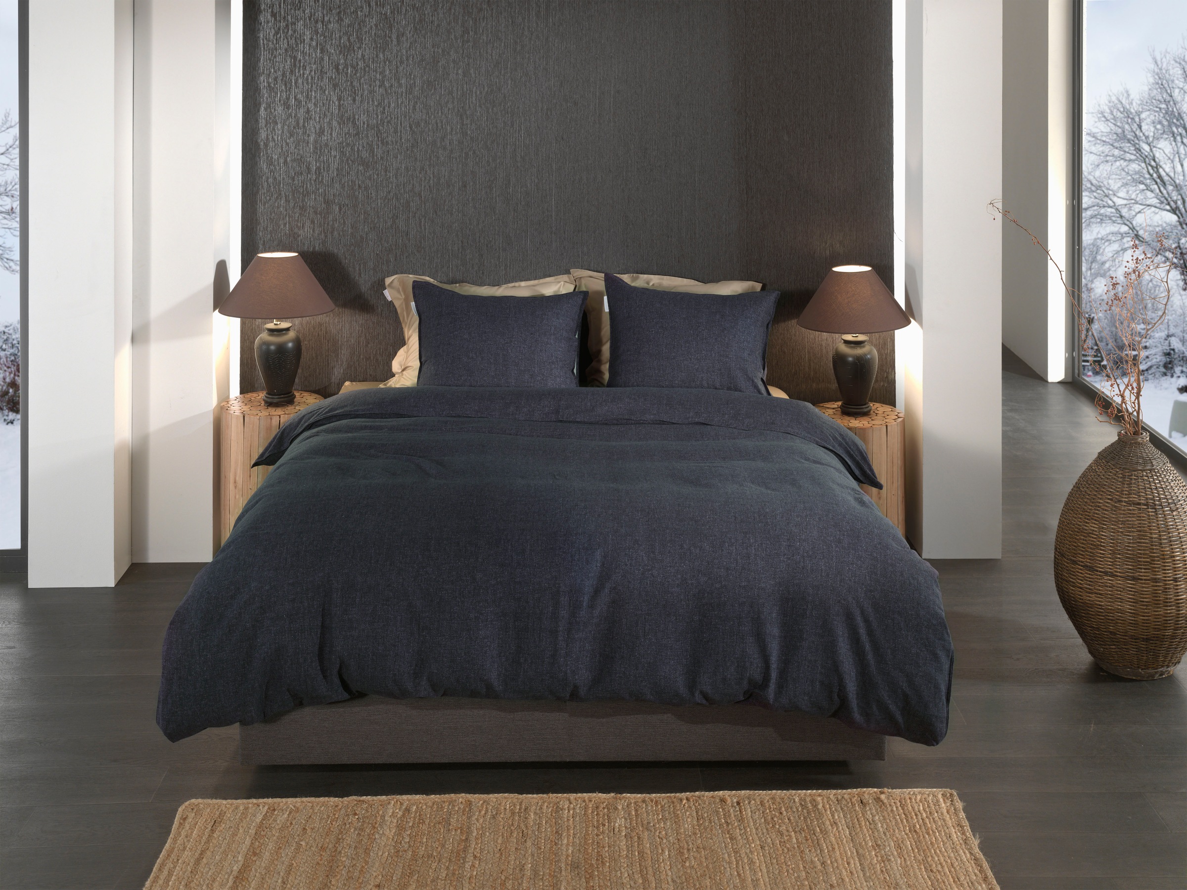 Heckett & Lane Bettwäsche "Franela" 2 Stk. Uni Design, hochwertiges Flanell günstig online kaufen