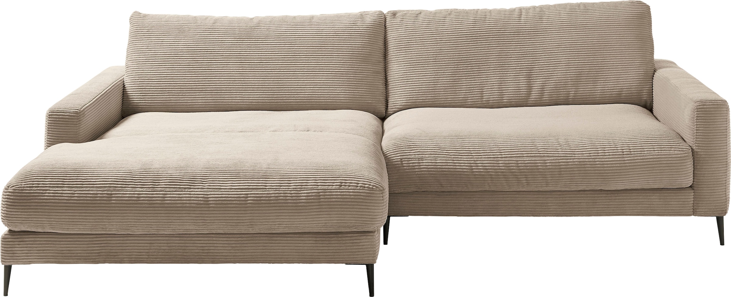 INOSIGN Ecksofa »Downtown, B/T/H: 272/190/84 cm L-Form«, weicher Sitzkomfort auch in Cord und Bouclé, incl. Zierkissen