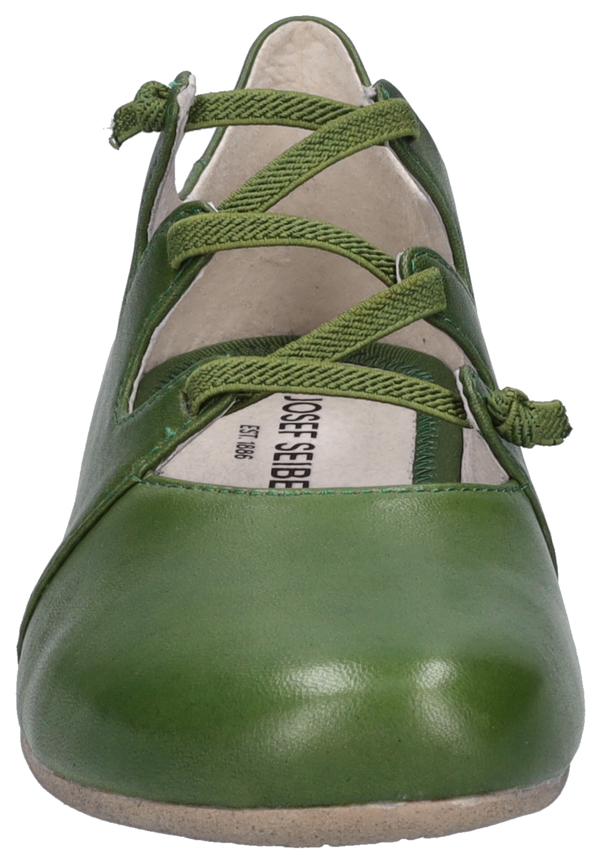 Riemchenballerina JOSEF SEIBEL "Fiona 04", Damen, Gr. 41, grün (olivgrün), Leder, Schuhe Riemchenballerina, Slipper, Komfortschuh mit raffiniertem Gummizug, Weite G (=weit) 3