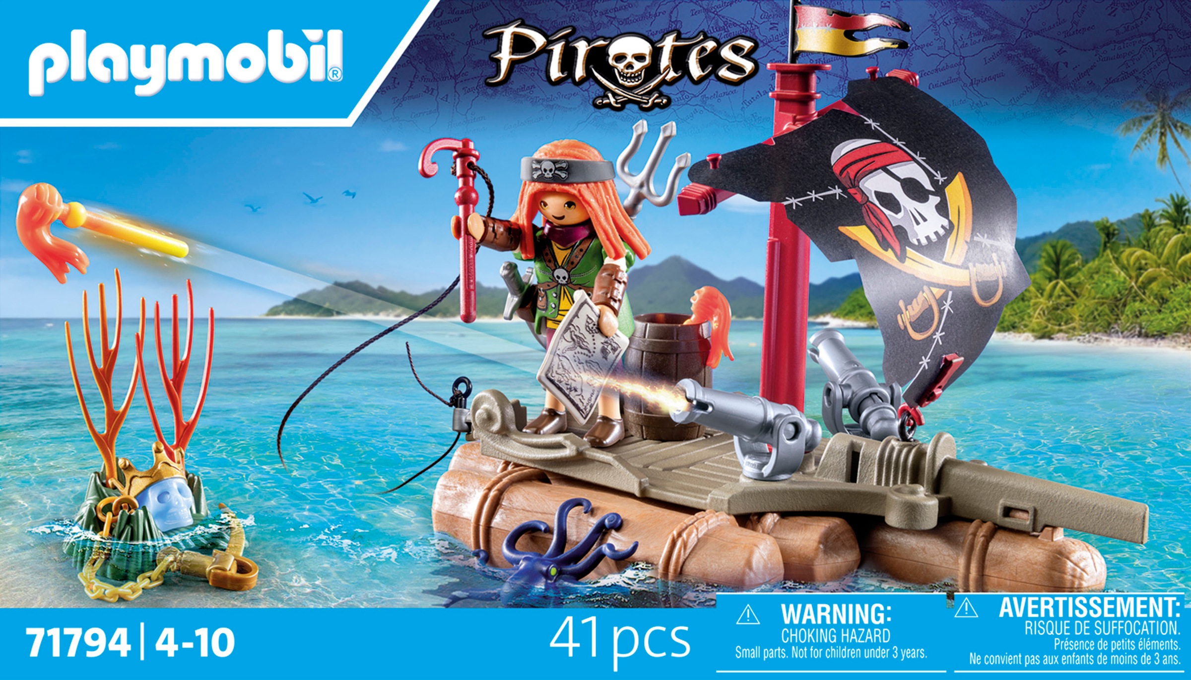 Playmobil® Konstruktions-Spielset »Schatzbergung auf Piratenfloss (71794), Playmobil Pirates«, (41 St.)