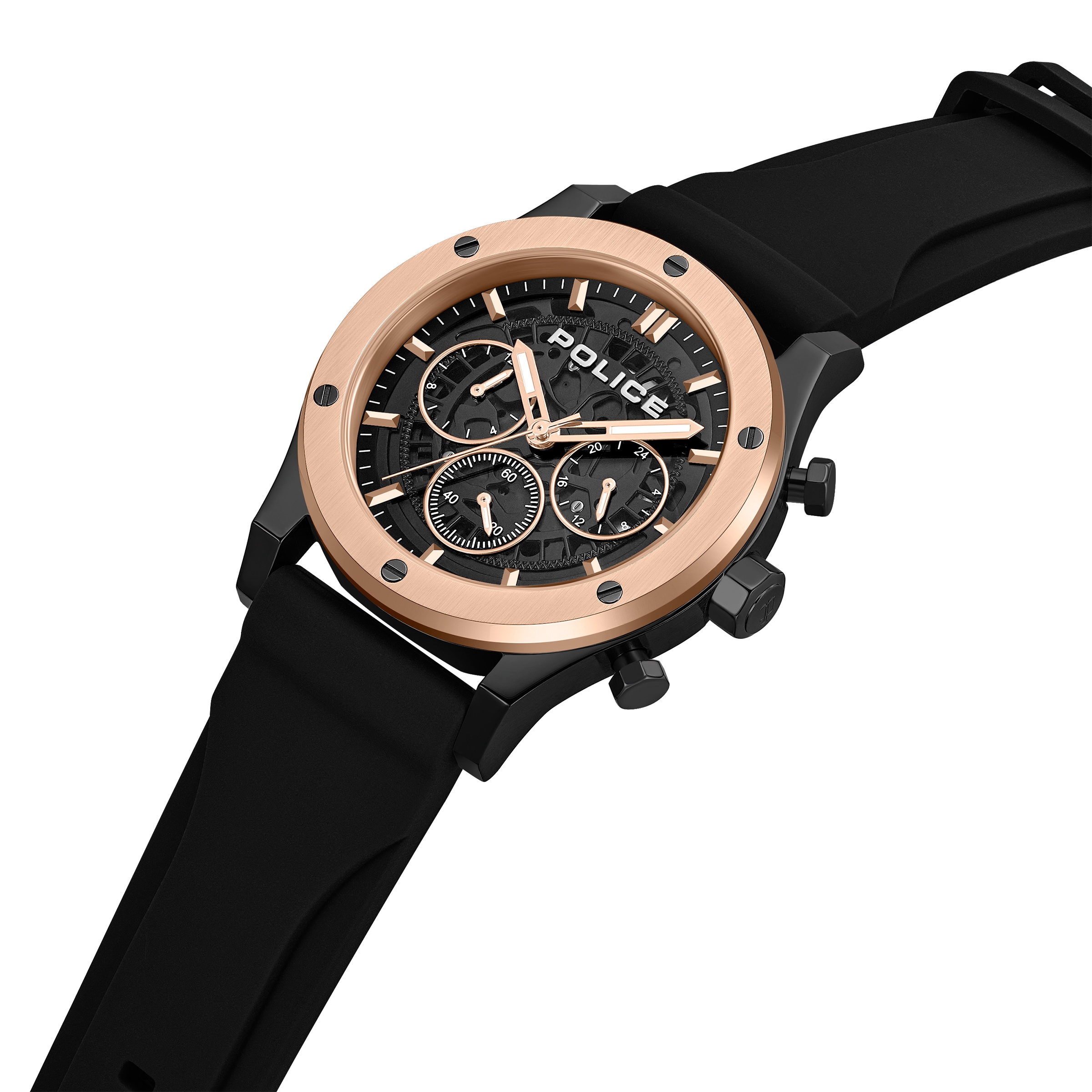 Police Quarzuhr »Knotty« Armbanduhr, Herrenuhr, Silikonarmband, analog, 12/24-Std.-Anzeige