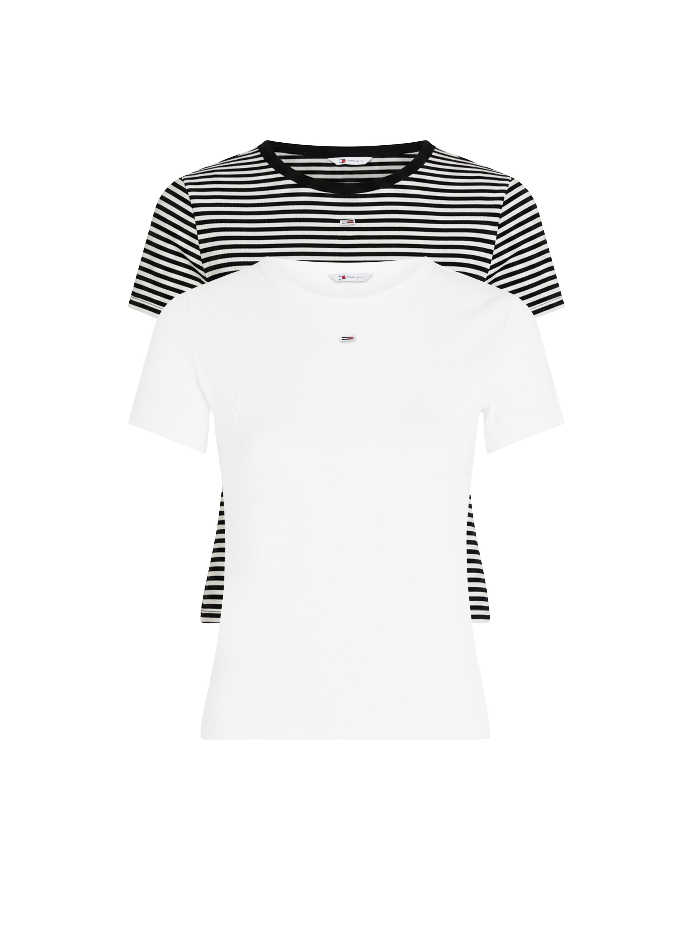 Tommy Jeans Kurzarmshirt »TJW 2PACK SLIM ESSENTIAL RIB SS« Packung, 2er-Pack, 2 tlg. mit gerippter Struktur, Rundhals