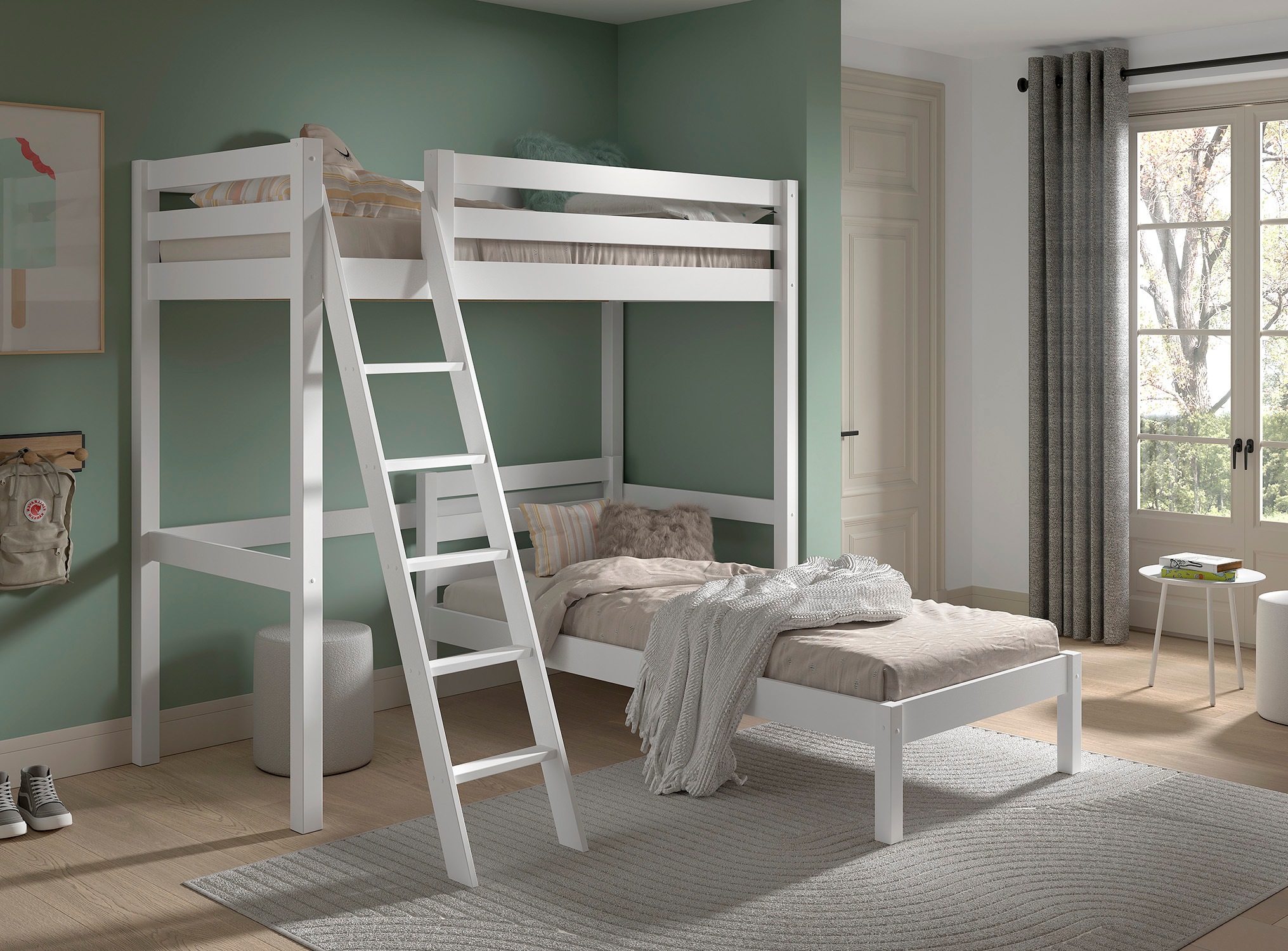 Vipack Hochbett "mit 2 Liegeflächen 90/200 Made in Europe, Kiefer massiv we günstig online kaufen