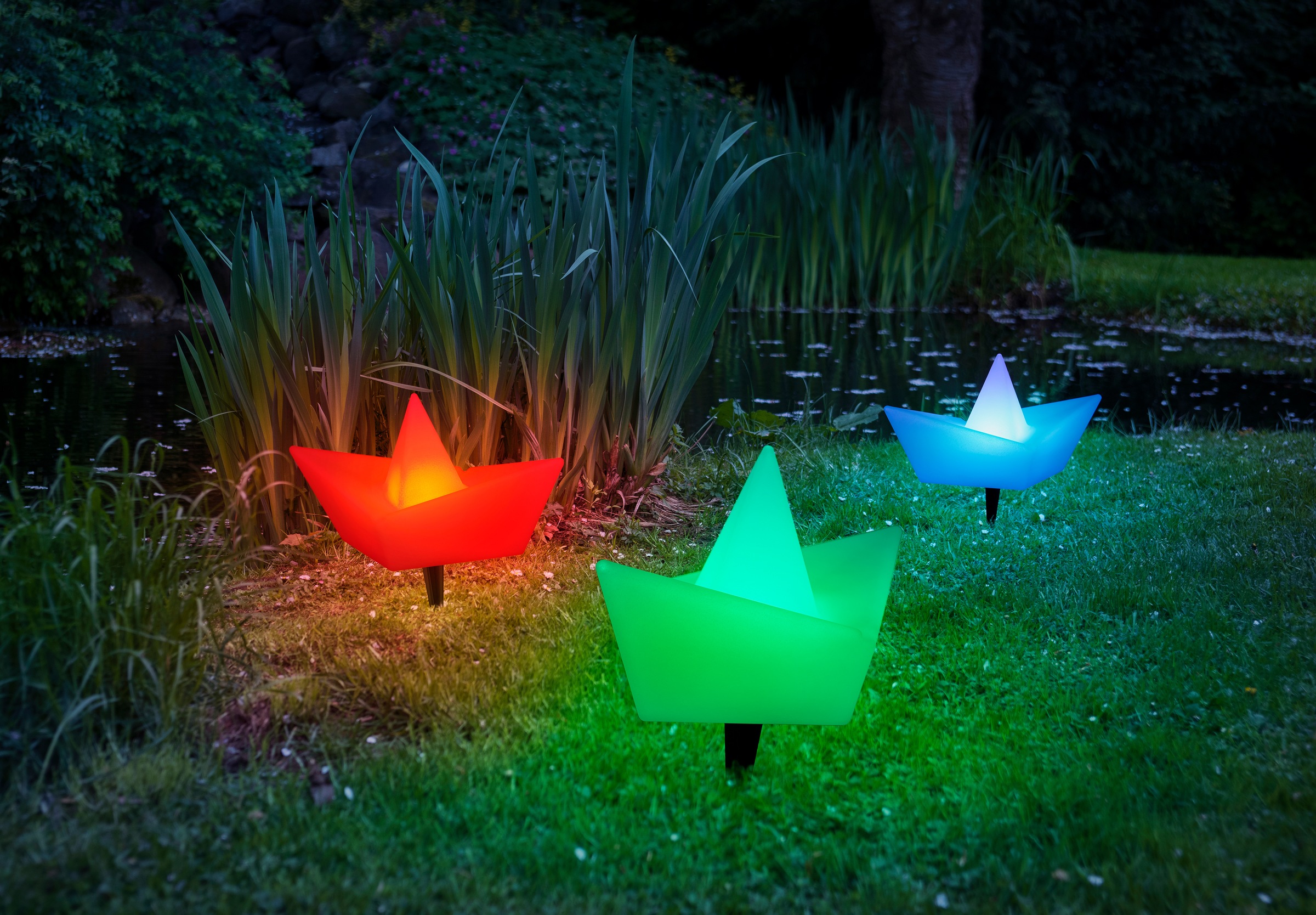 LED Solarleuchte MY HOME "Quinlan, 2er Set LED-Solar Schiff", weiß, 2 Stk., Leuchten, mit Erdspießen 2
