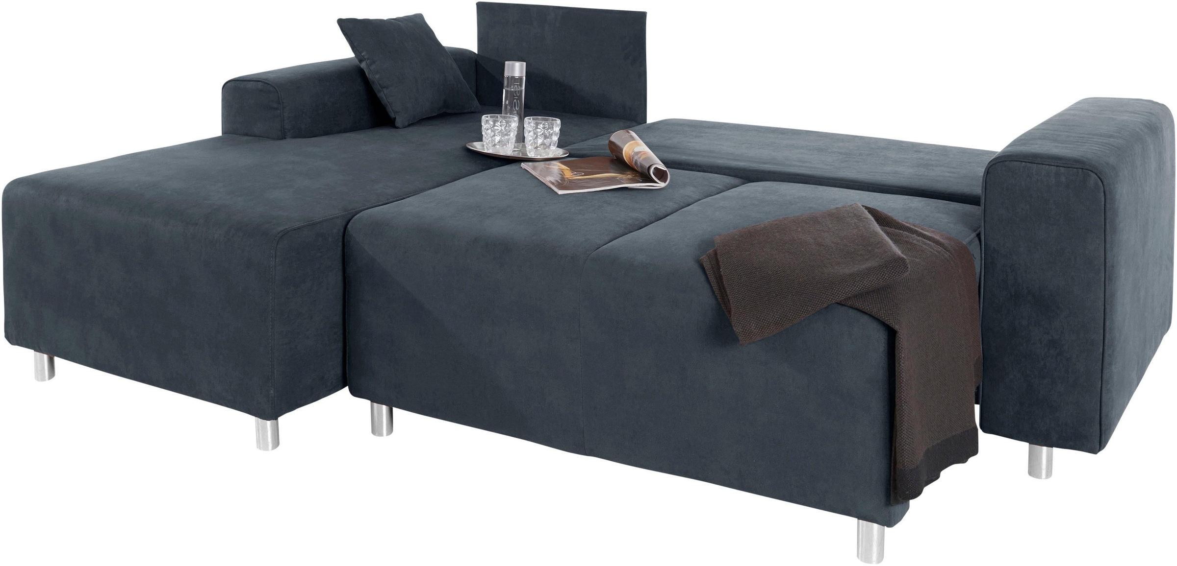 Home affaire Ecksofa »Györ«, L-Form, wahlweise mit Bettfunktion und Bettkasten incl. 2 Zierkissen