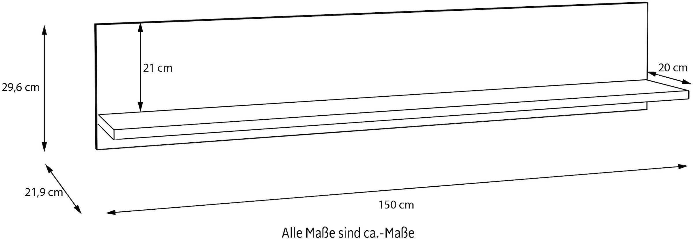 FORTE Wandboard »Como«, Wandregal, zweifarbig,klare Linien, einfache Montage