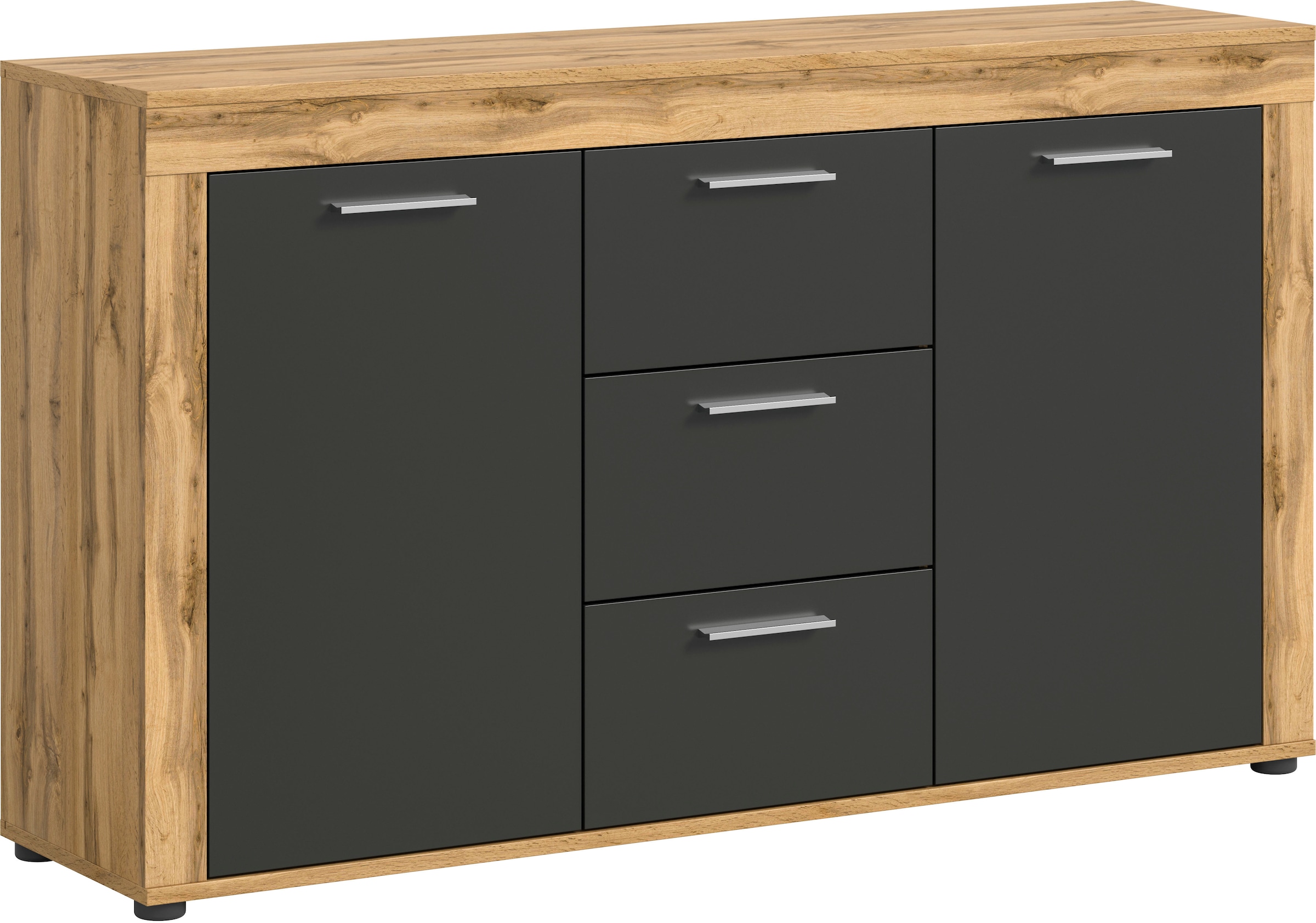 OTTO home Sideboard "AOSTA, Breite 125 cm, 2 Türen, 3 Schubkästen, 4 Fachböden" in verschiedenen Farbausführungen, individuell kombinierbar, Kommode, Schrank, Anrichte, Standschrank, Board, Wohnzimmer