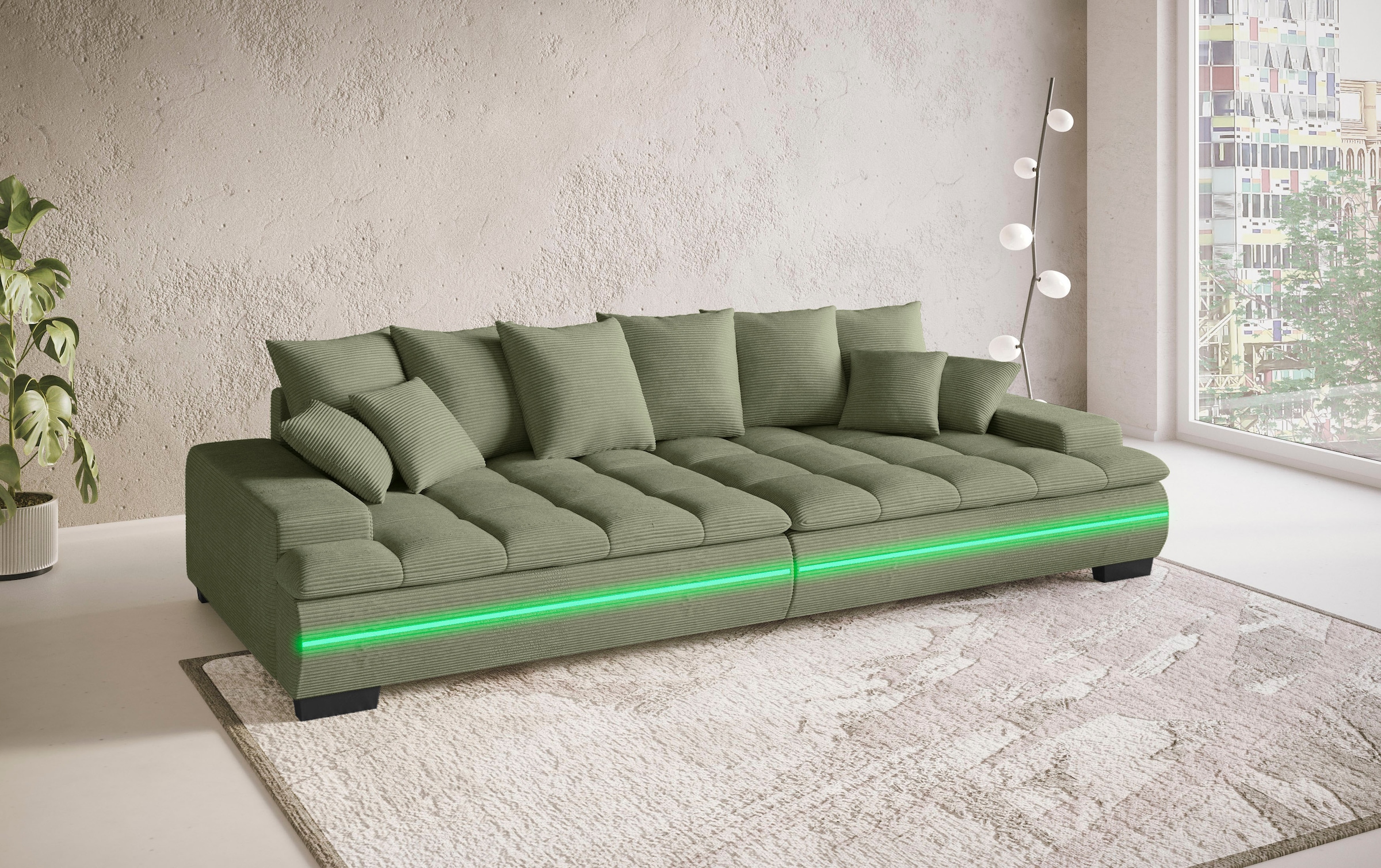 Mr. Couch Big-Sofa »Haiti II«, RGB-LED Beleuchtung, Kaltschaumpolsterung, bis 140 kg belastbar