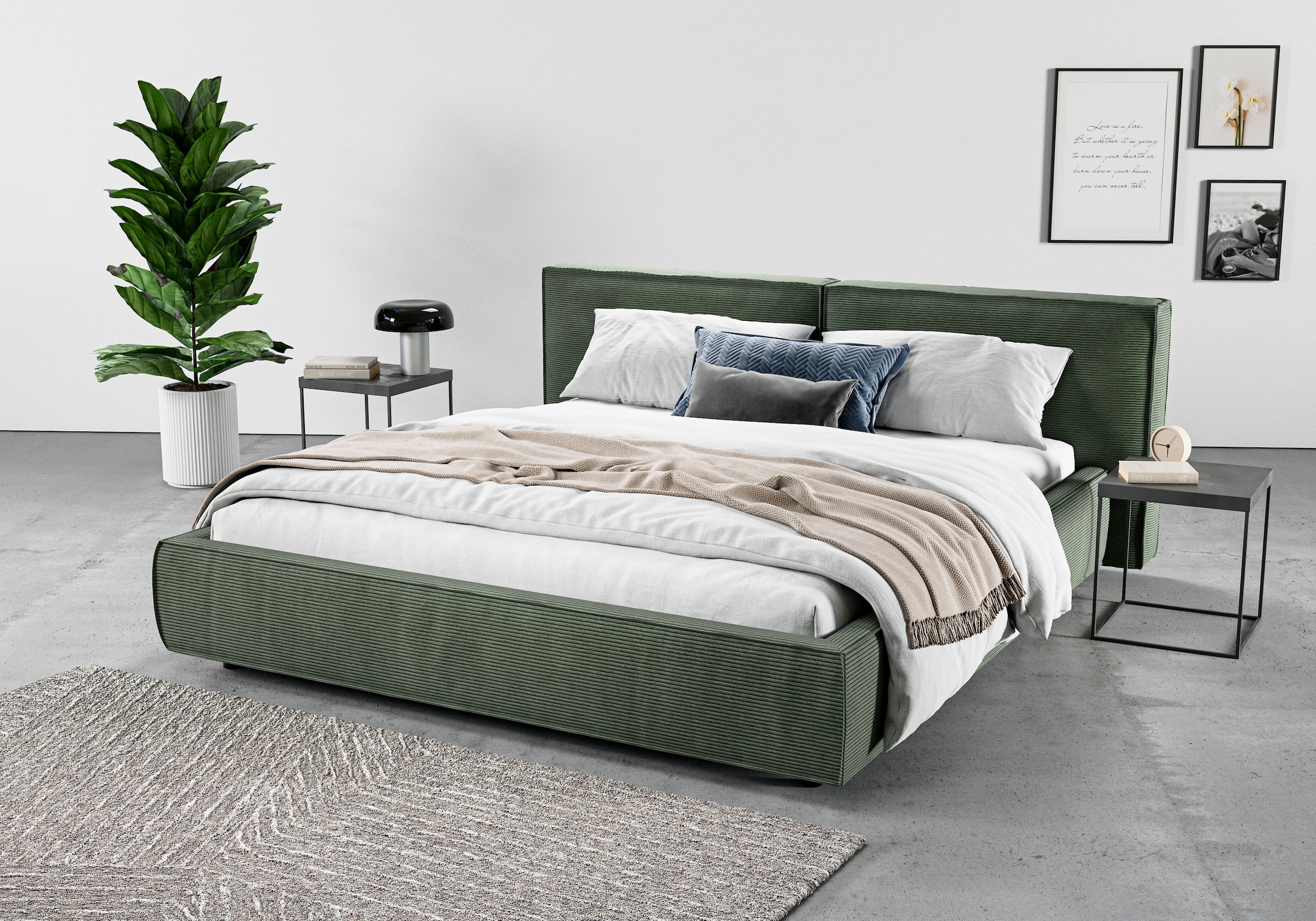 Home affaire Polsterbett "Adrina mit Biesenoptik, Feincord und Luxus-Microf günstig online kaufen