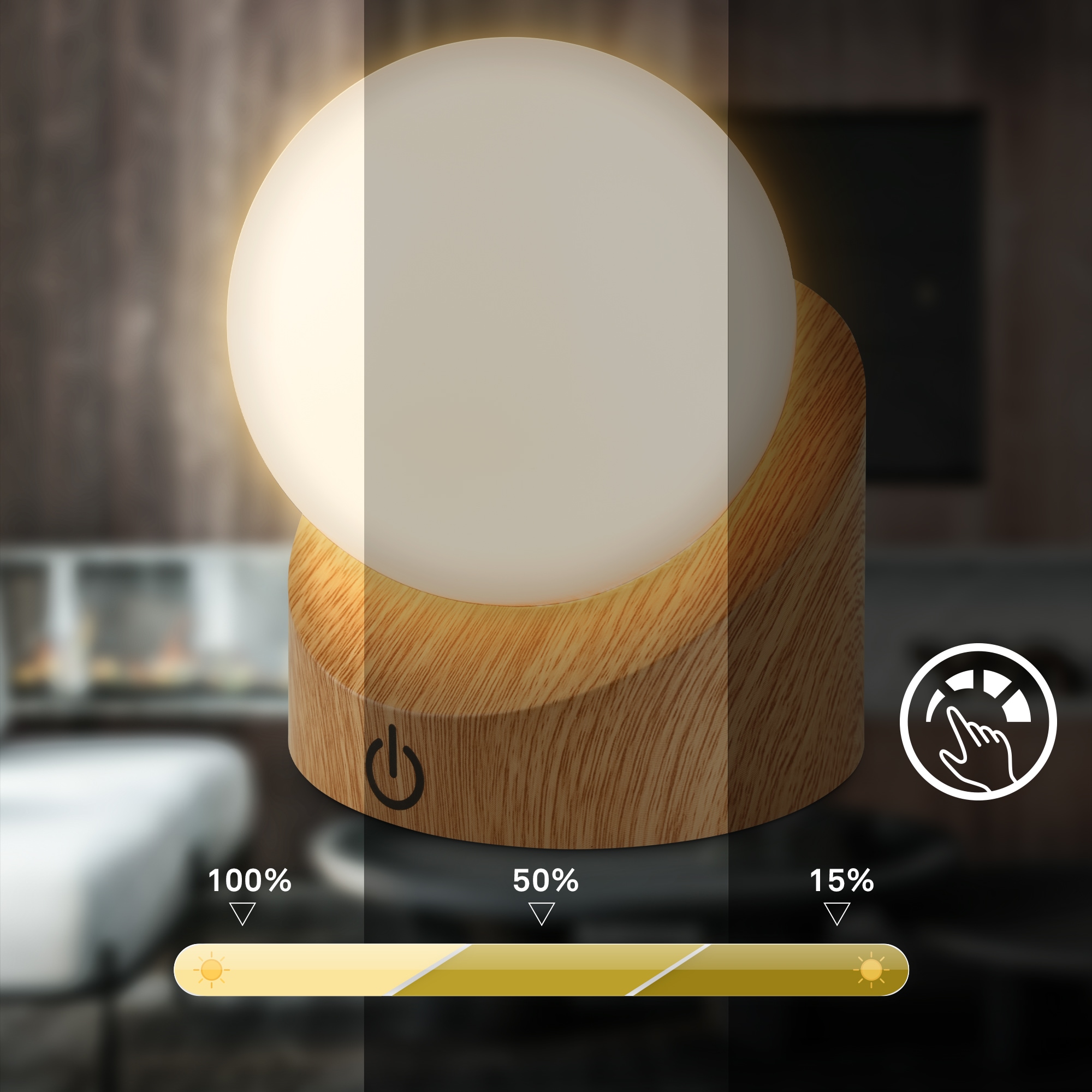 Briloner Leuchten LED Außen-Tischleuchte »SORA« LED-Board 2 Stk. Warmweiß kabellos 10x8x9cm Holzfarben 2W Kinderzimmer Outdoor Außen 2er-Set