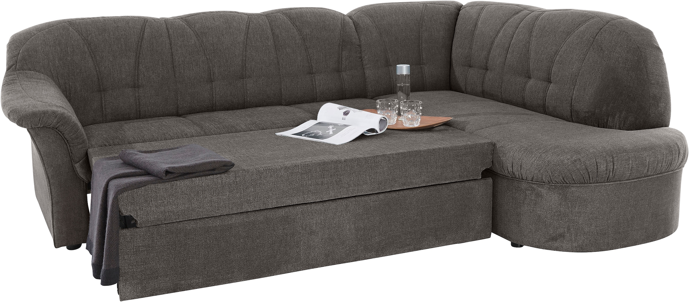 DOMO collection Ecksofa »Pegnitz, elegante Rückensteppung, zeitlose Formensprache, L-Form«, wahlweise mit Bettfunktion