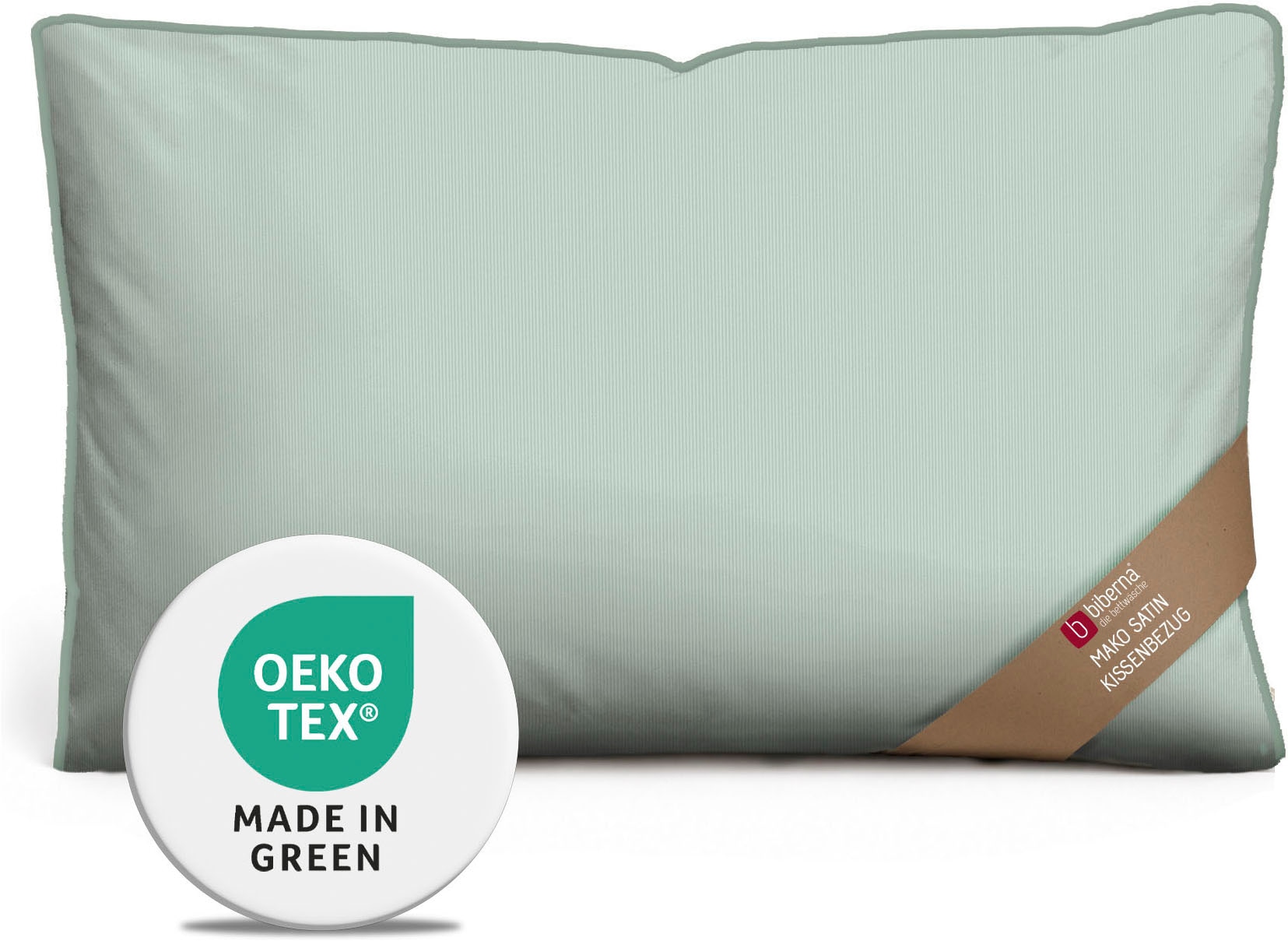 Biberna Kissenbezug "0615211 Premium Satin aus 100% Baumwolle mit Reißverschluß, 40x80 cm" seidig glatt & atmungsaktiv, Reißverschluss, Feine Streifen