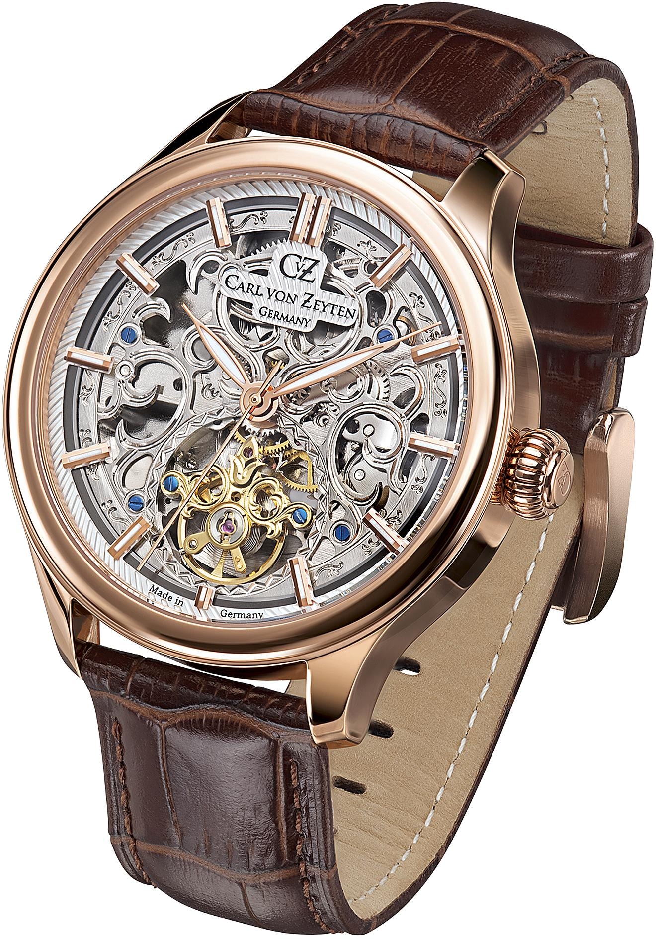 Carl von Zeyten Automatikuhr »St. Georgen, CVZ0014RSLS«, Armbanduhr, Herrenuhr, Saphirglas, Made in Germany, Mechanische Uhr