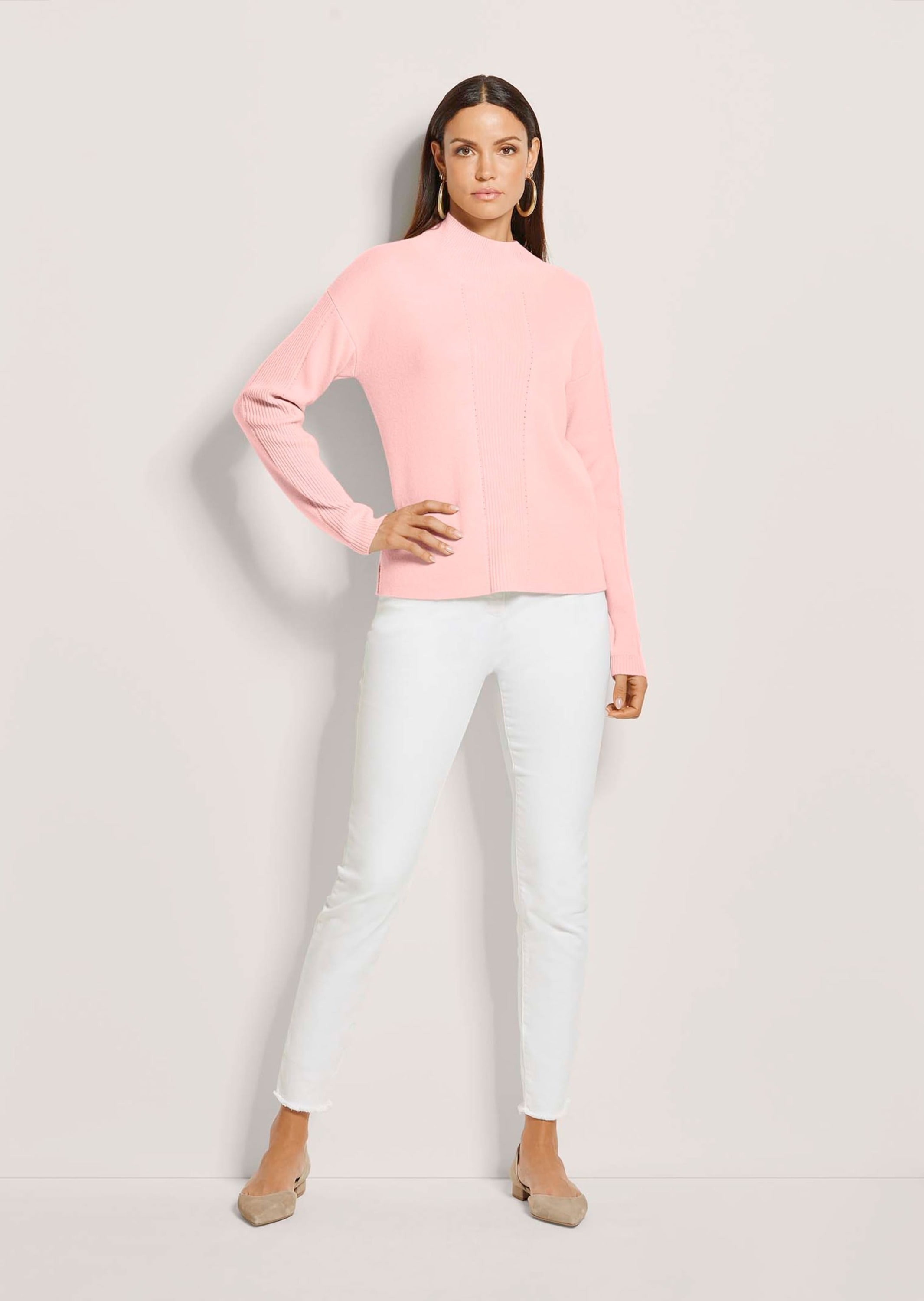 MADELEINE Longpullover »Strickpullover Kaschmir-Pullover mit Pointelle-Muster« Mit Ripp-und Ajourstrick