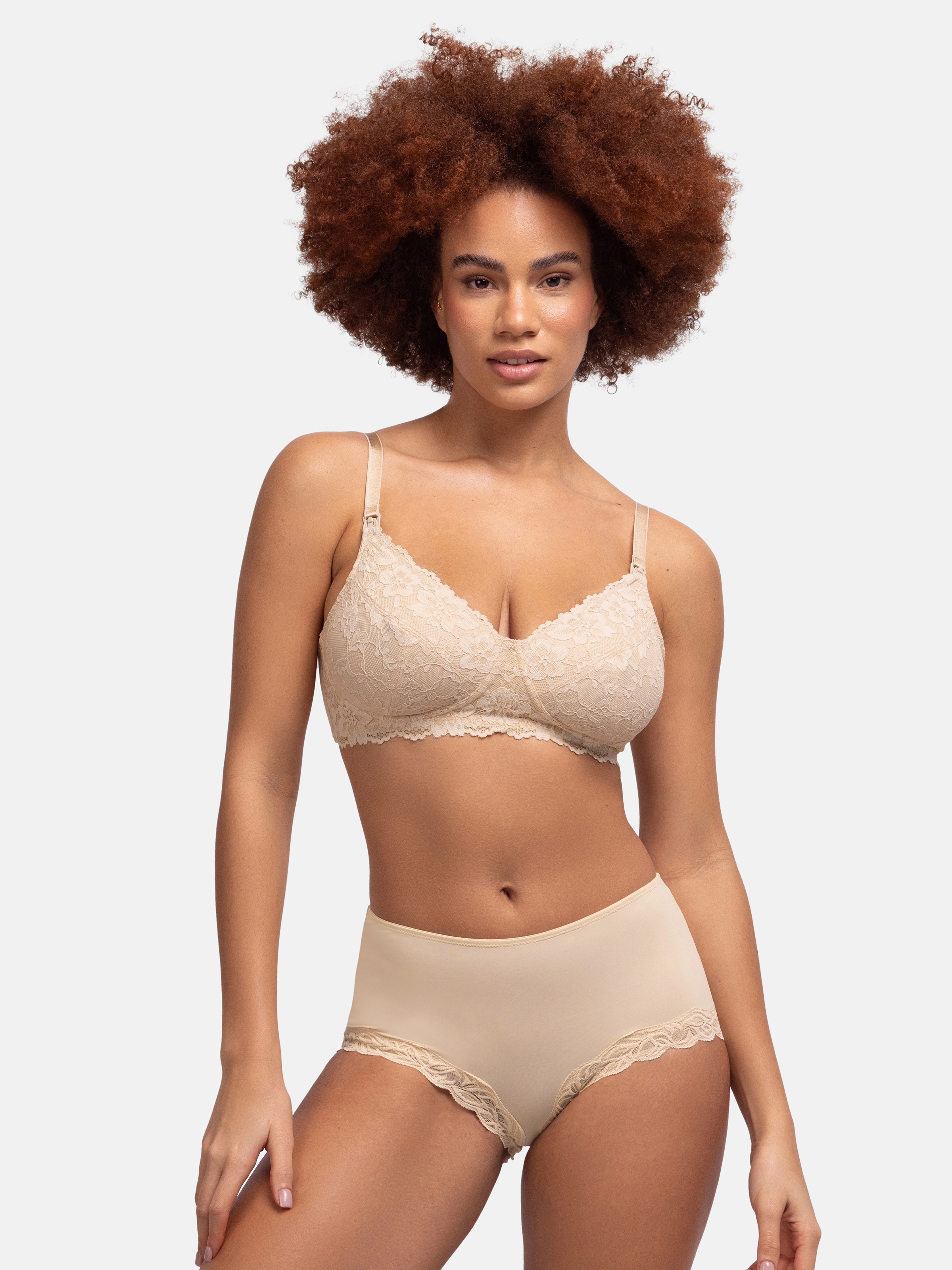 Still-BH DORINA "Valeria Nursing Bra", Damen, Gr. 80, Cup F, beige, Spitze, Obermaterial: 89% Nylon, 11% Lyocell, BHs Still-BH, mit Bügel, Stillclips für Einhandbedienung, mit Spitze 3