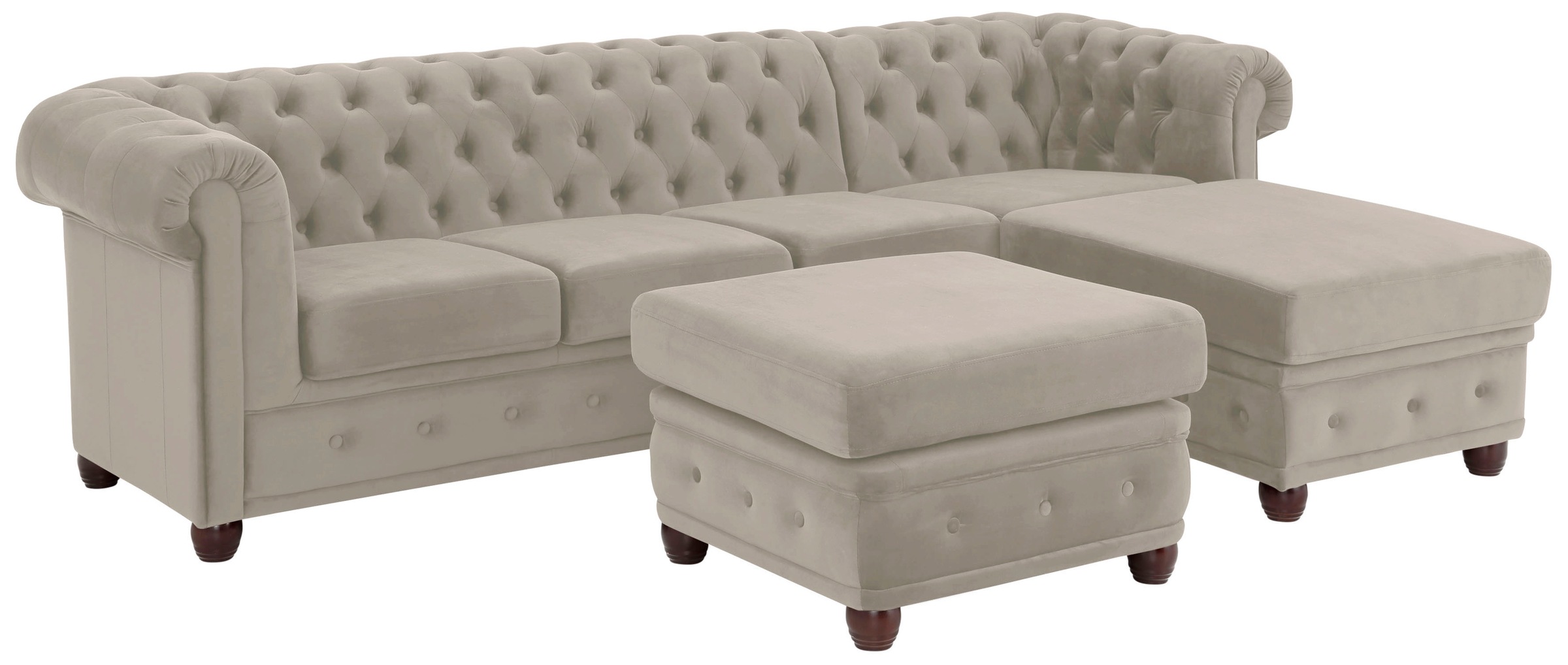 Home affaire Chesterfield-Sofa »New Castle L-Form«, hochwertige Knopfheftung in Chesterfield-Design, B/T/H: 255(171/72)