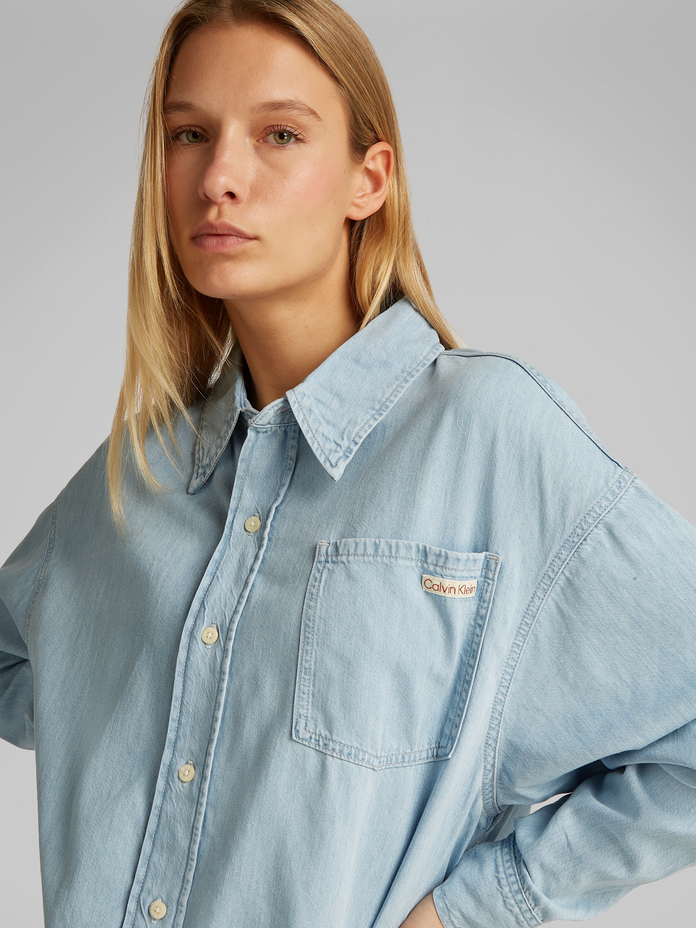 Calvin Klein Jeans Jeansbluse "OVERSIZED LS DENIM SHIRT", mit Logostickerei günstig online kaufen