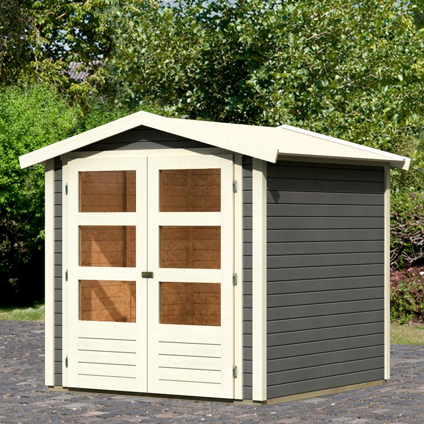 Karibu Gartenhaus "Amberg 2" anthrazit, naturbelassen oder terragrau, Made in Germany