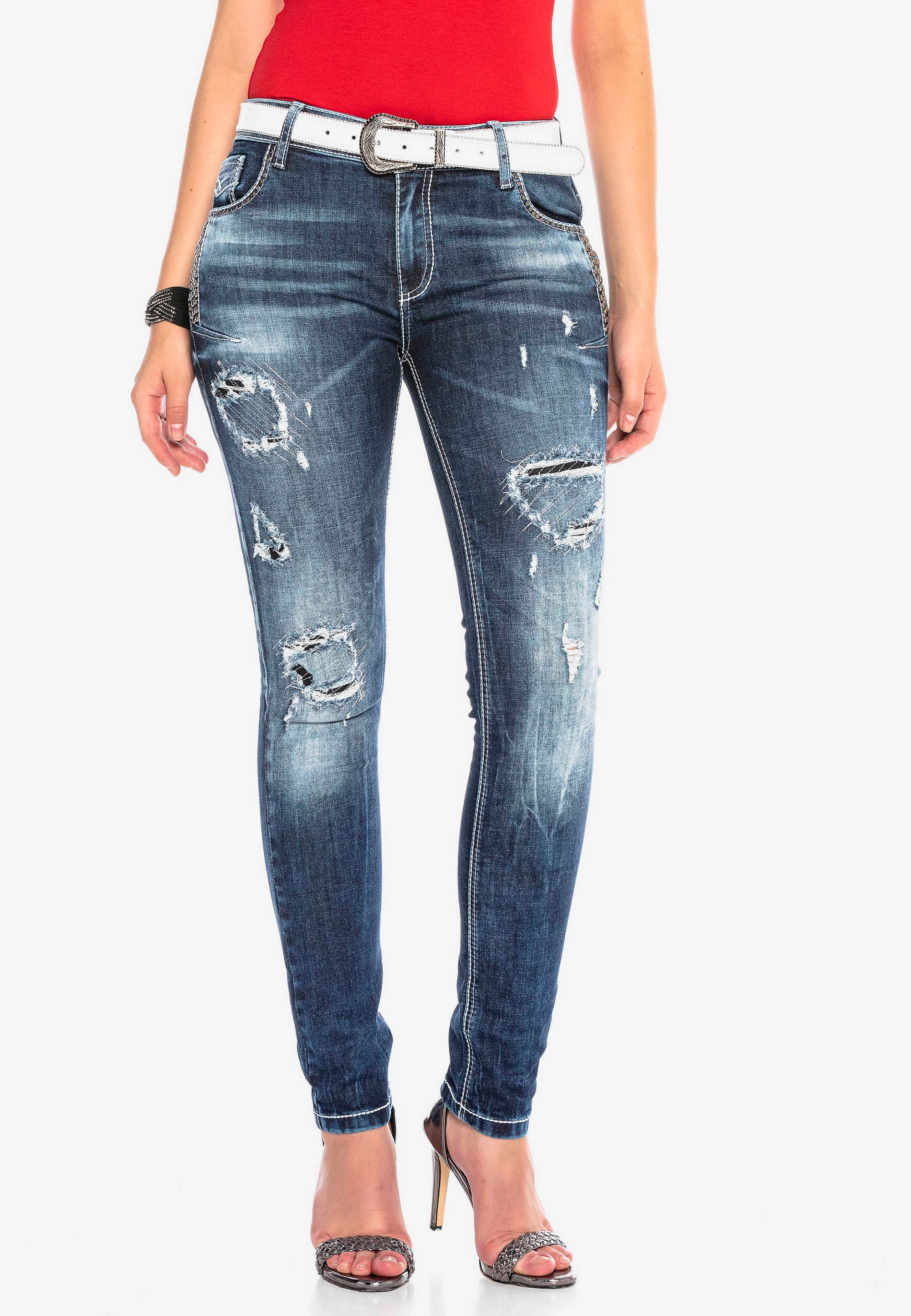 Cipo & Baxx Röhrenjeans »WD423« im angesagten Destroyed-Look