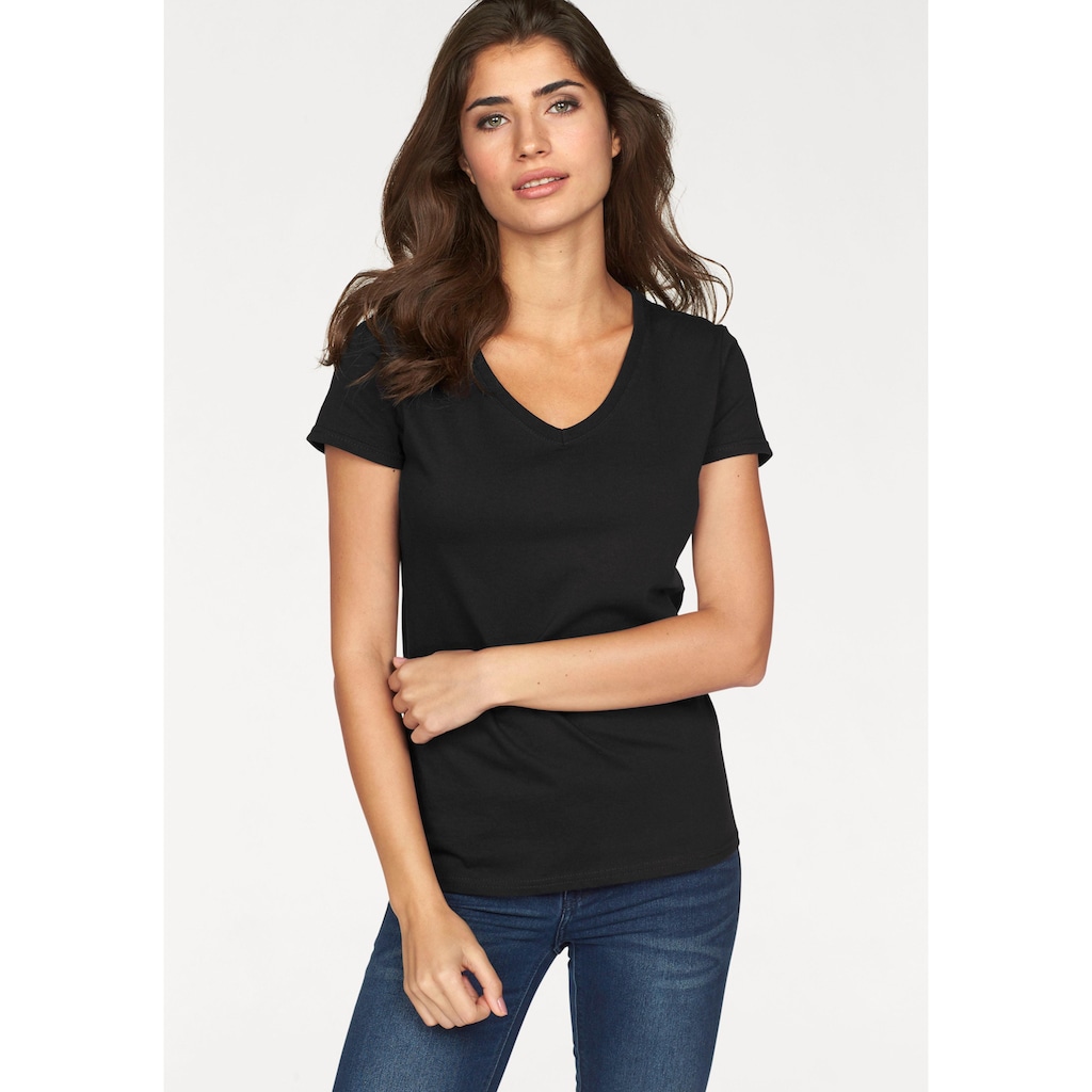 Fruit of the Loom V-Shirt »Lady-Fit Valueweight V-Neck«, (Packung, 2 tlg., 2er-Pack)