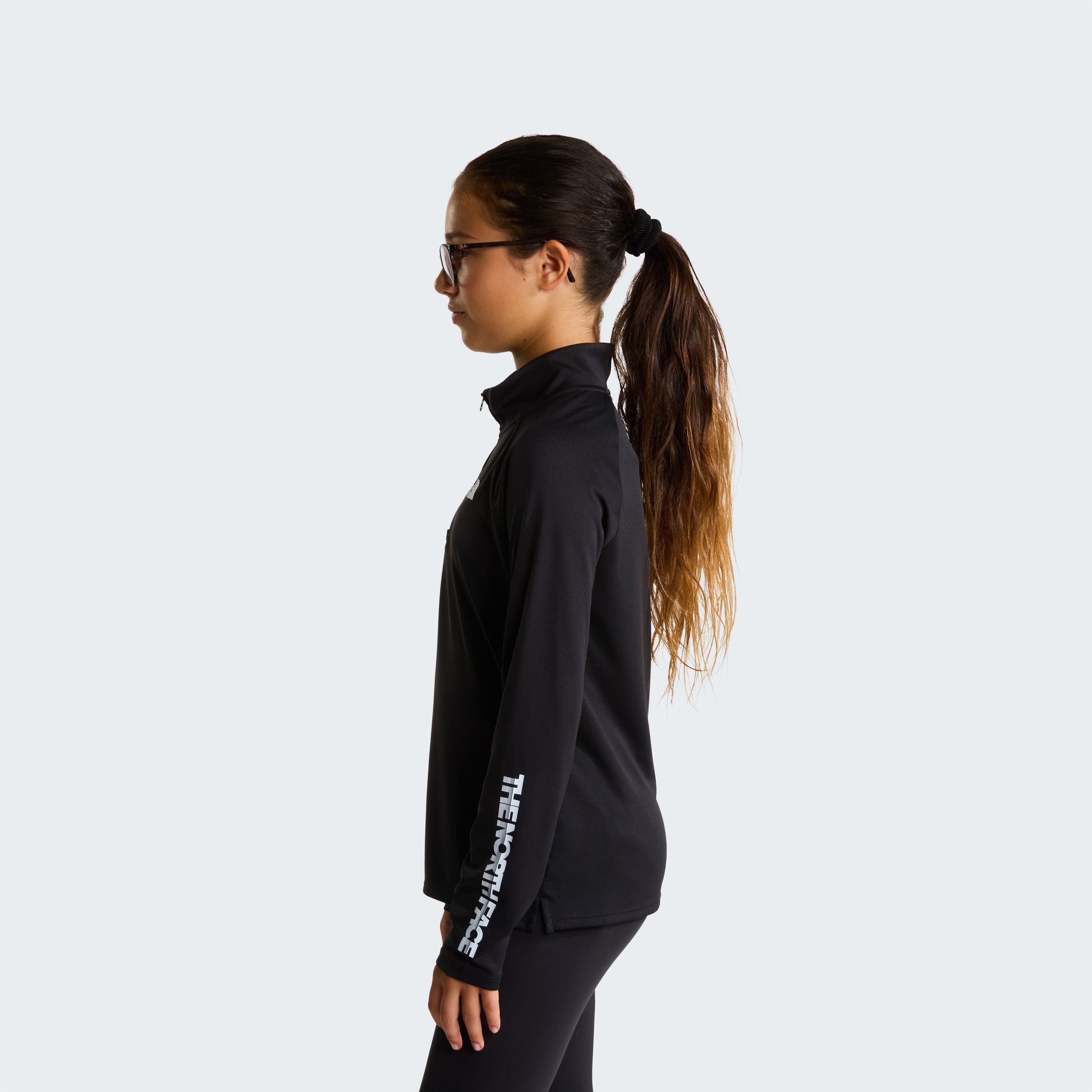 The North Face Funktionsshirt für Kinder, mit Reißverschluss, Langarm, unifarben, aus Polyester