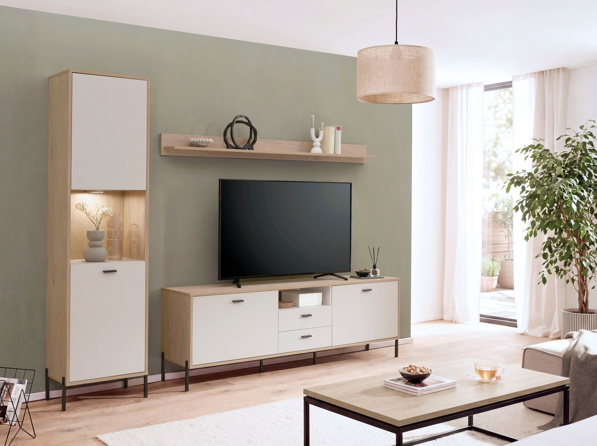 Home affaire Wohnwand »Fredericia, moderne Anbauwand, Komplettset in Kaschmir« Set, 3 Stk. tlg.