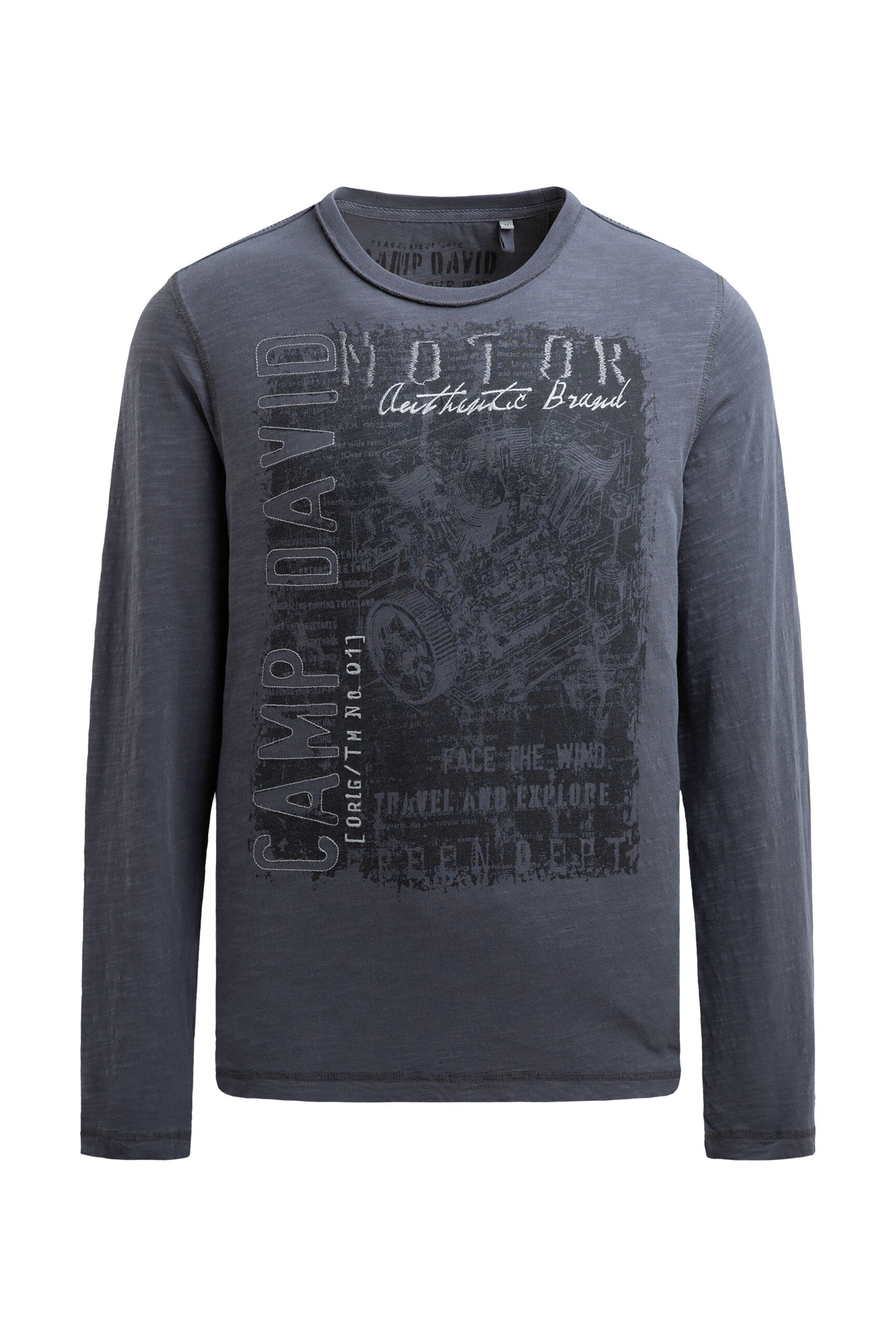 CAMP DAVID Rundhalsshirt mit offenen Kanten