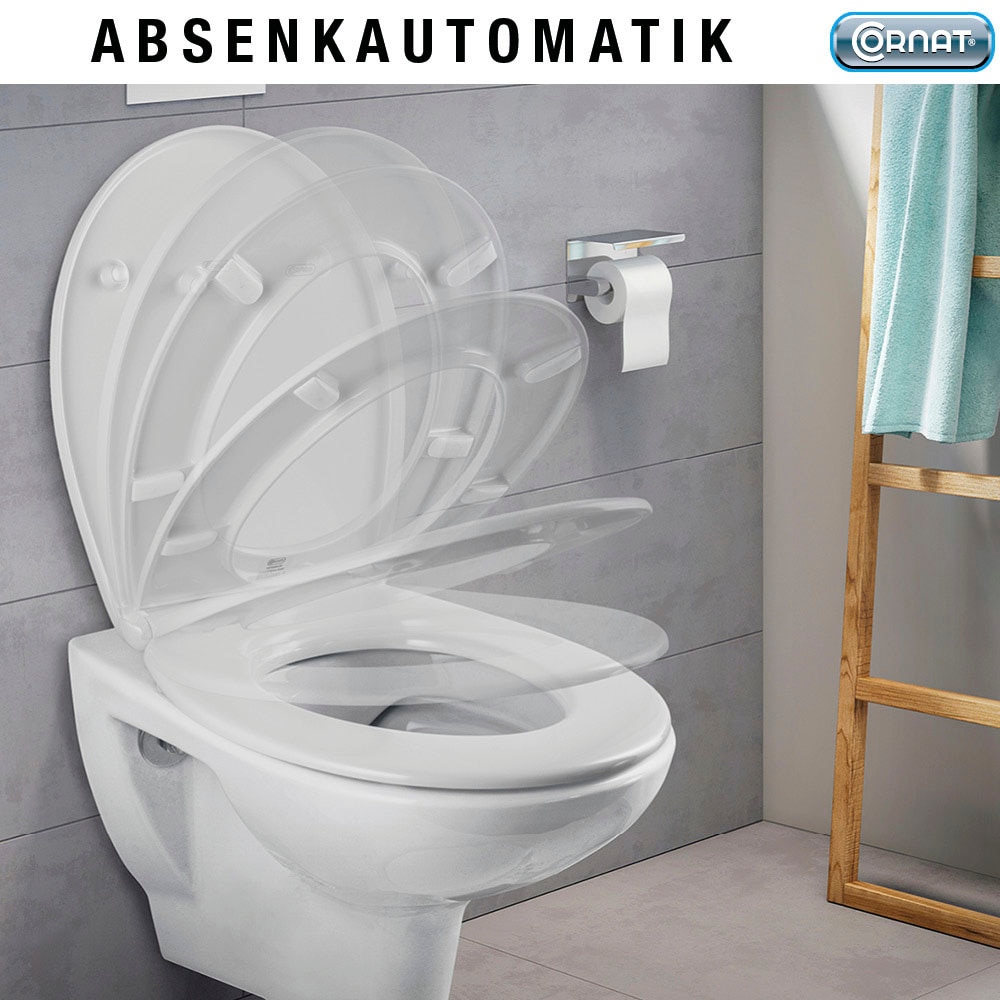 CORNAT WC-Sitz »Flaches Design - Pflegeleichter Duroplast - Quick up«, Clean Funktion - Absenkautomatik - Montage von oben / Toilettensitz