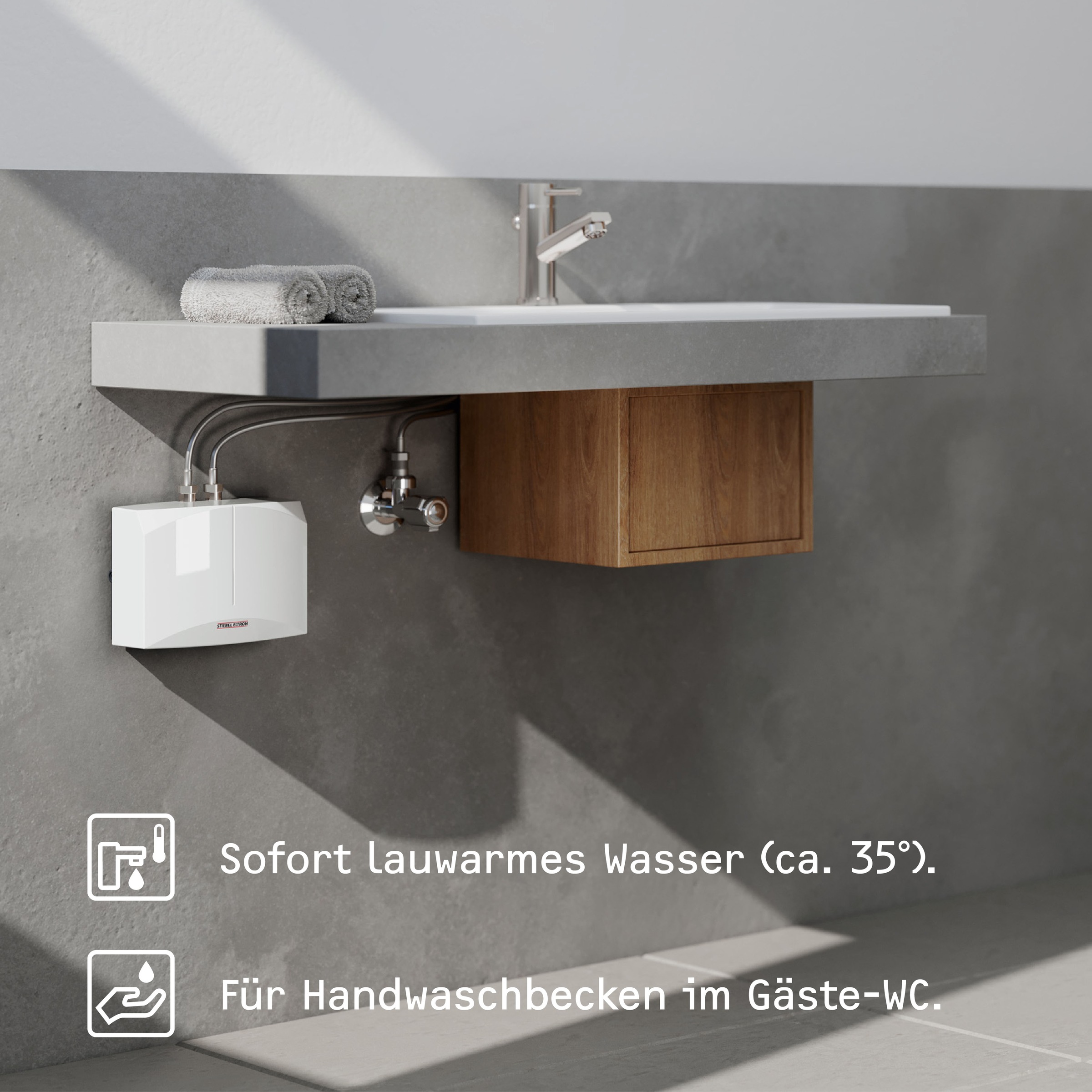 Thumbnail - STIEBEL ELTRON Klein-Durchlauferhitzer "DNM 6 für Handwaschbecken, 5,7 kW, o. Stecker" Festanschluss 230V, drucklos