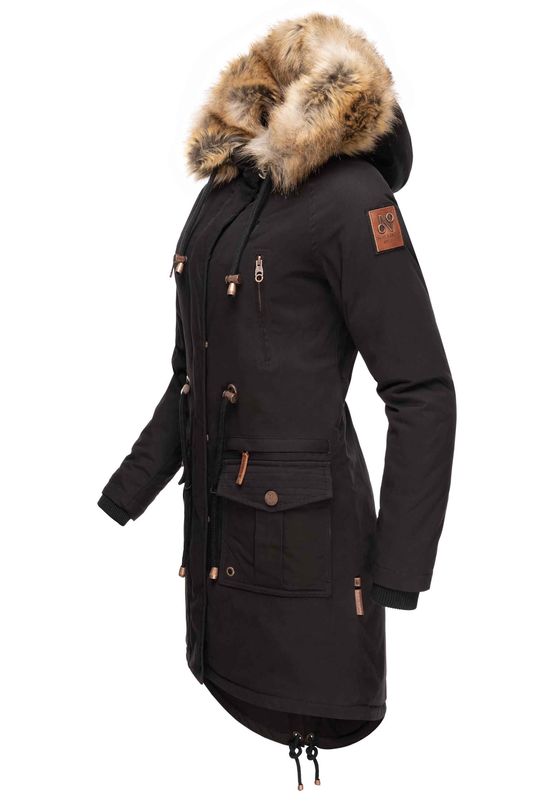 Navahoo Wintermantel »Rosinchen«, stylischer Damen Winter Baumwollparka mit Kunstfell