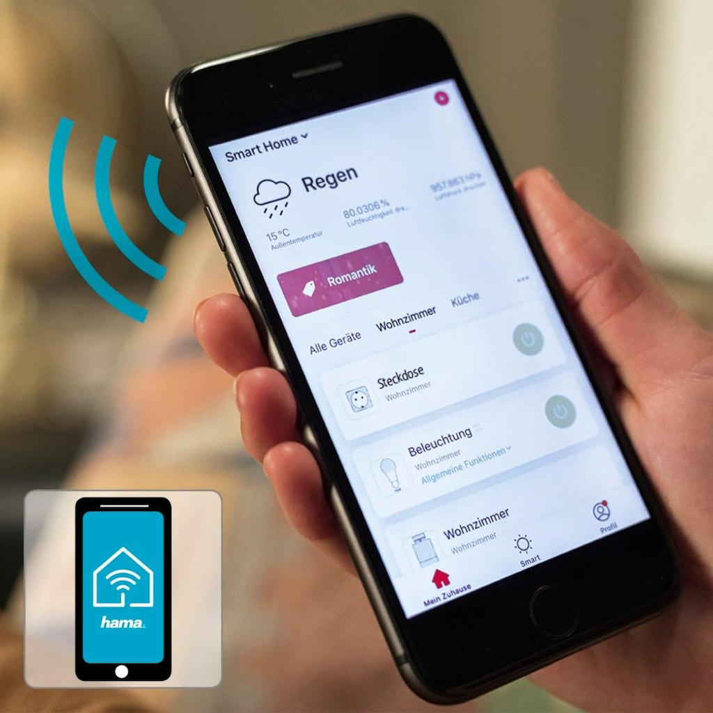 Hama WLAN-Steckdose »WLAN Steckdose Mini Verbrauchsmesser o.Hub App-Sprachsteuerung 3.680W«
