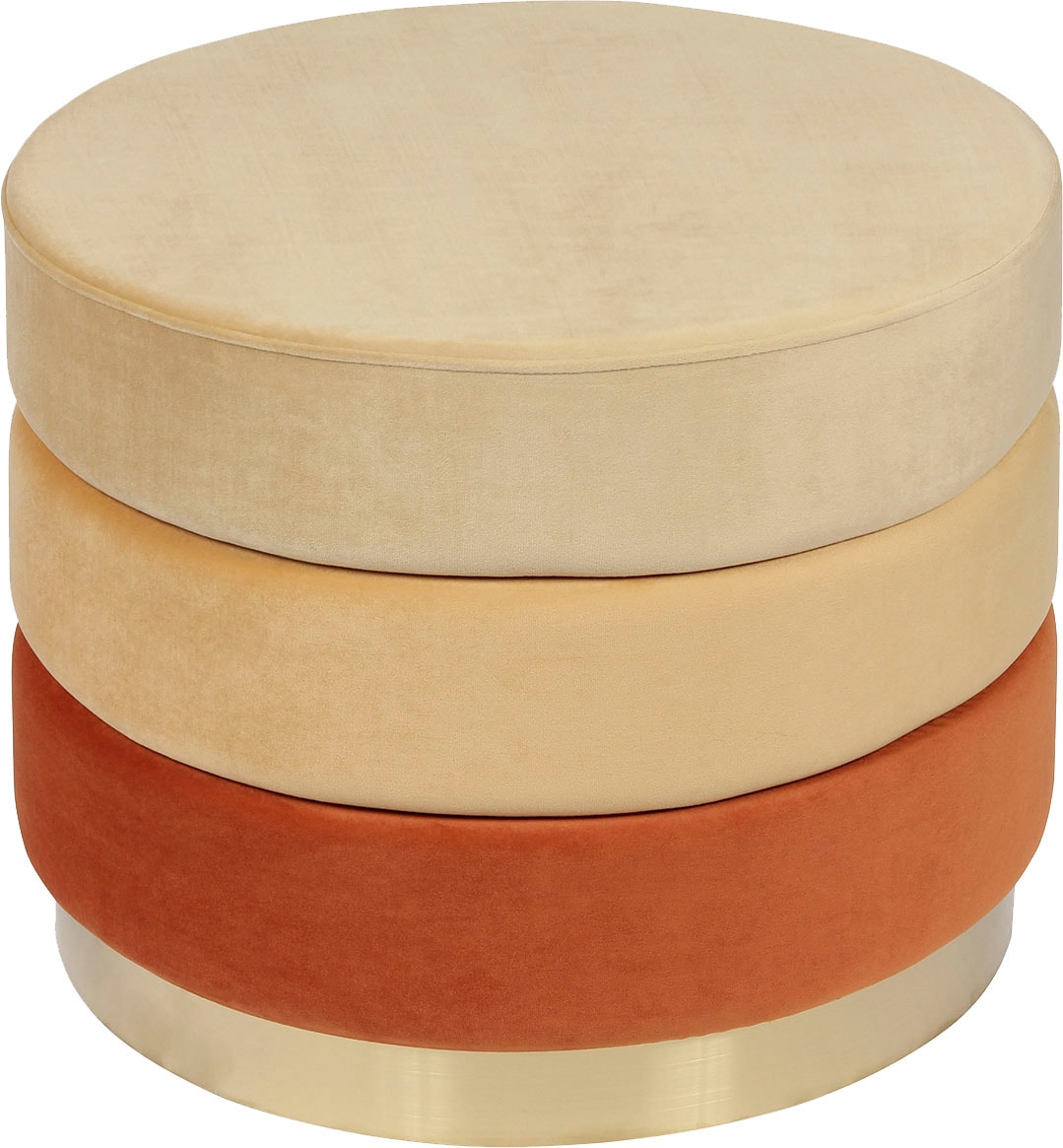 Kayoom Polsterhocker »Hocker Matilda 325, Edler Touch durch goldenen Sockel«, (1 St.), Samtbezug, farbig geschichtete Polsterung, goldener Sockel