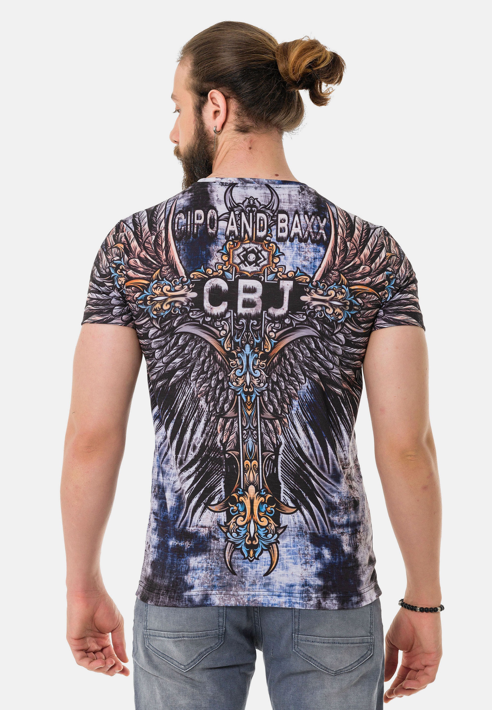 Cipo & Baxx T-Shirt »T-Shirt«, Rundhals-Ausschnitt