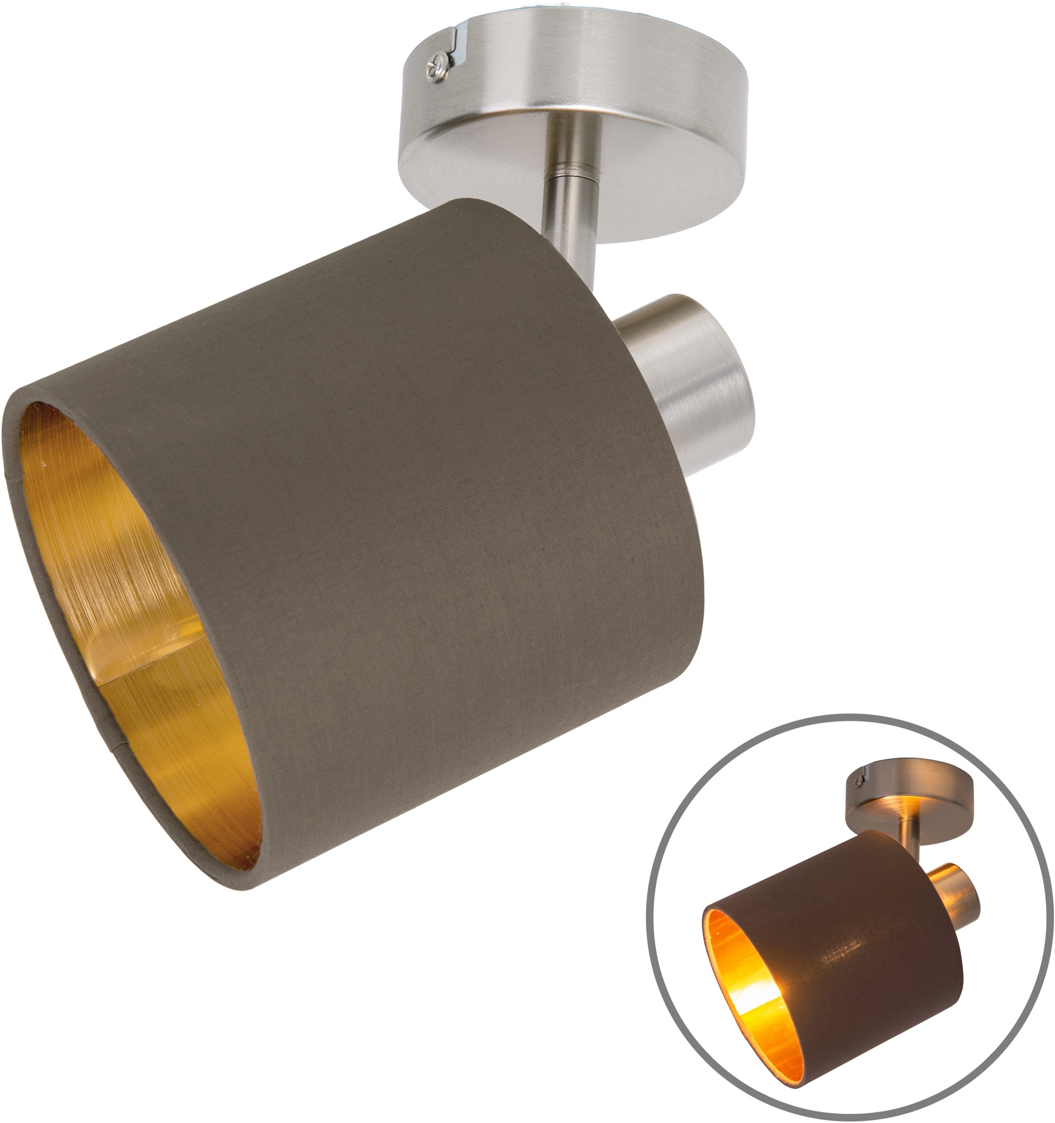 näve Wandleuchte »Maron«, 1 flammig, Leuchtmittel E14 | ohne Leuchtmittel, E14 max. 40W, Leuchtmittel wechselbar, Material: Stahl, Textil