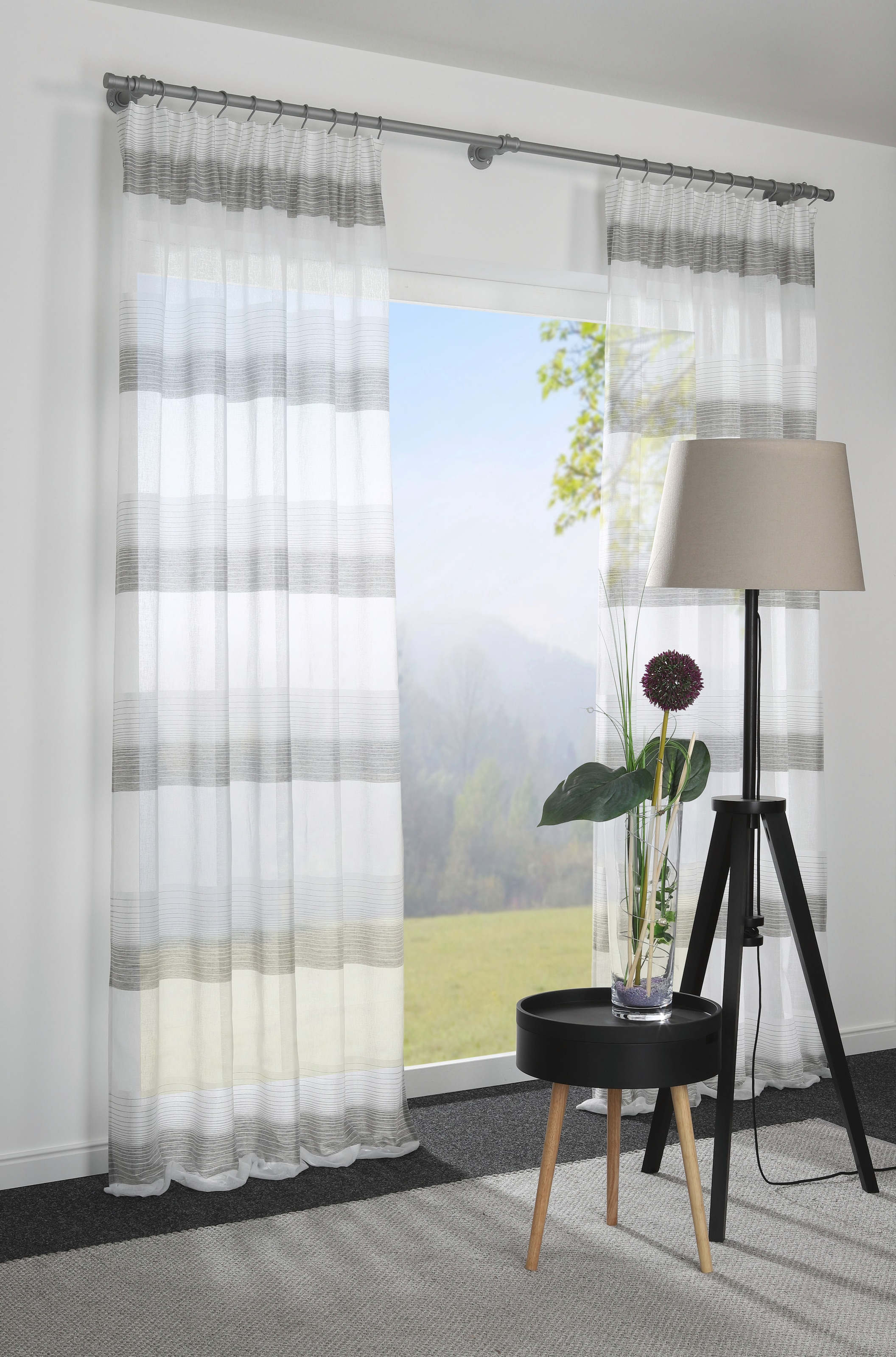 GARDINIA Gardinenstange »Industrial Home«, 1 läufig-läufig, mit Bohren, Wandmontage, Metall, Gardinenstangen Set aus Metall