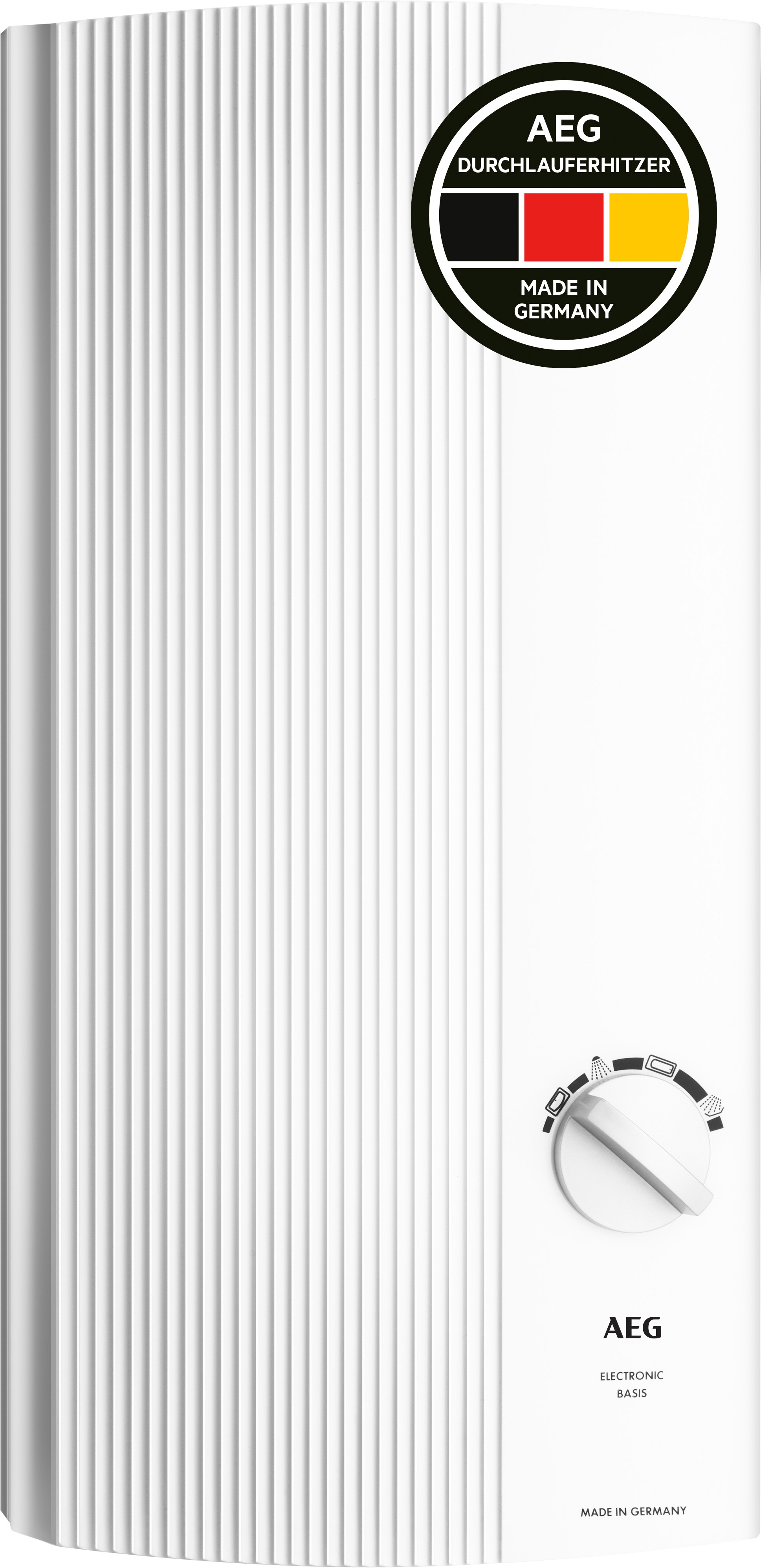 AEG Haustechnik Komfort-Durchlauferhitzer "DDLE Basis 18/21/24 kW, stufenlose Temperaturwahl" Temperatureinstellung mit Anwendungssymbolen
