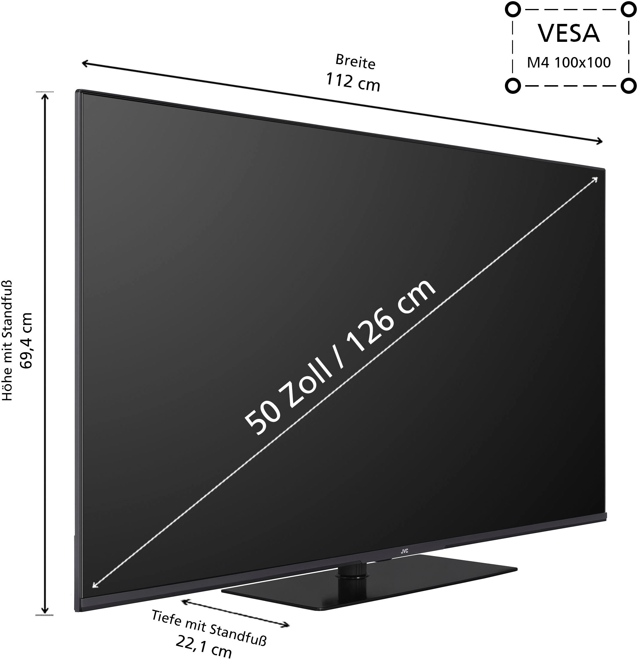 JVC QLED-Fernseher, 126 cm/50 Zoll, 4K Ultra HD, Smart-TV-Google TV