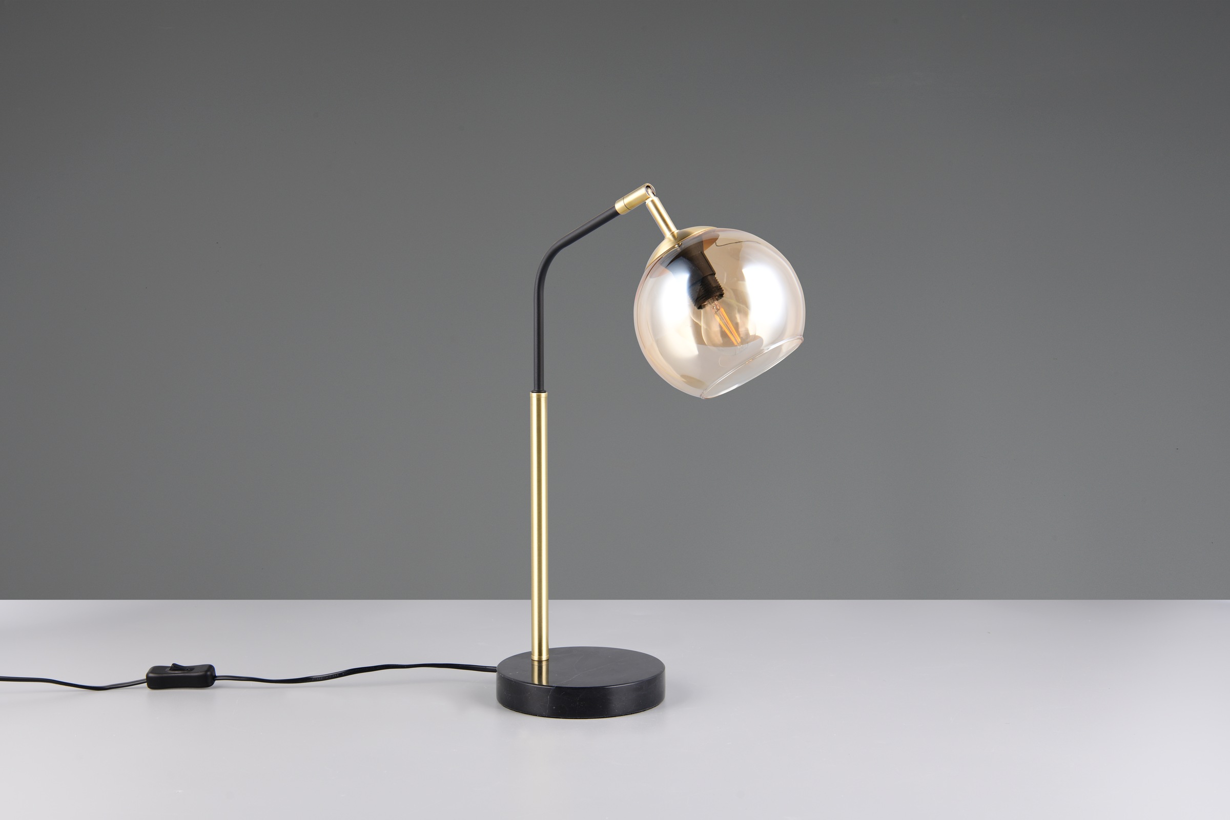 TRIO Leuchten Schreibtischlampe »PAXTON, exkl. 1x E14 max 10W, Leseleuchte Nachttischlampe«, 1 flammig, Leuchtmittel E14 | Leuchtmittel wechselbar, mit Glas Lampenschirm, Schnurschalter, Höhe 45 cm, Tiefe 28 cm