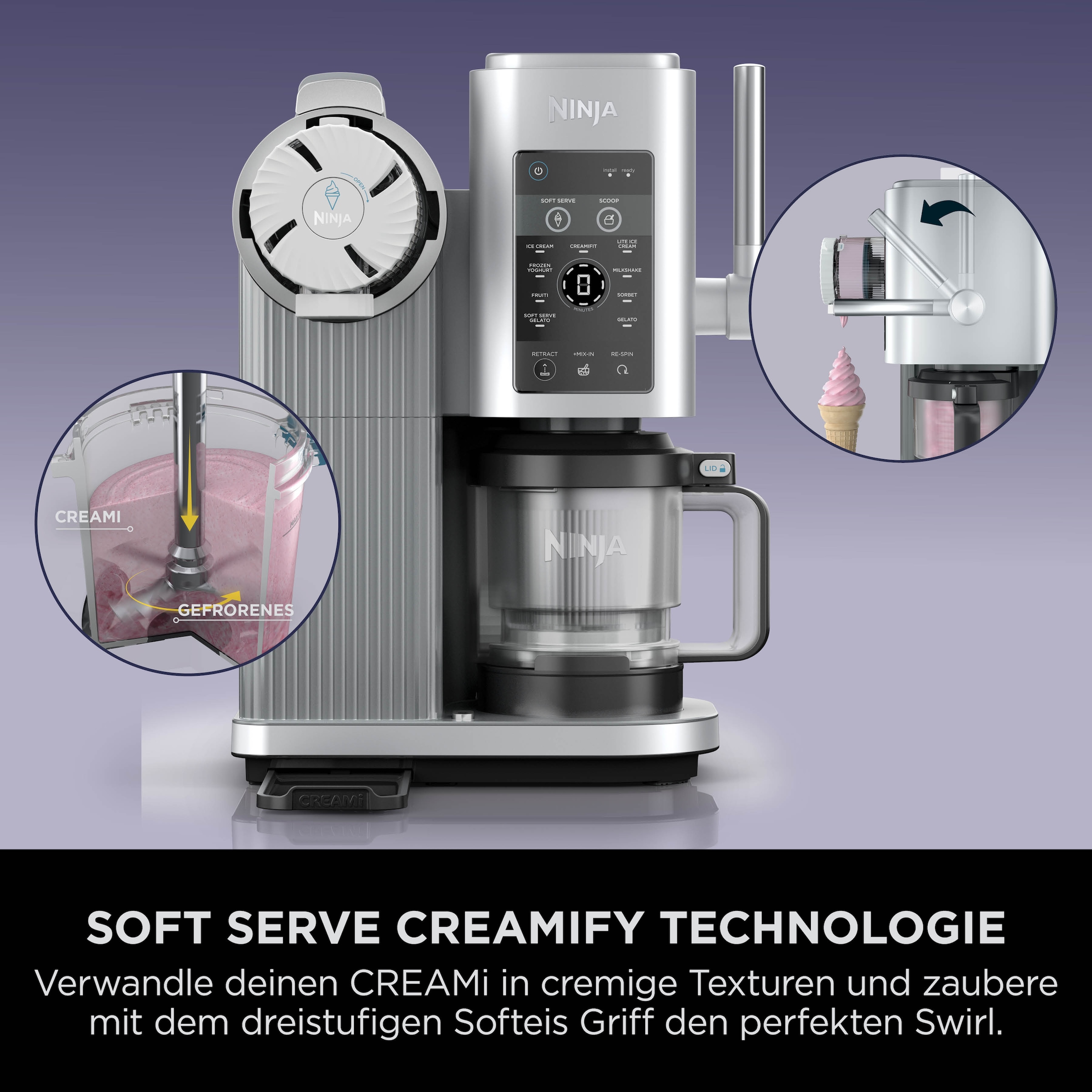 NINJA Eismaschine »Swirl by CREAMi 13-in-1«, 0,48 l, Softeis & Eismaschine NC701EU