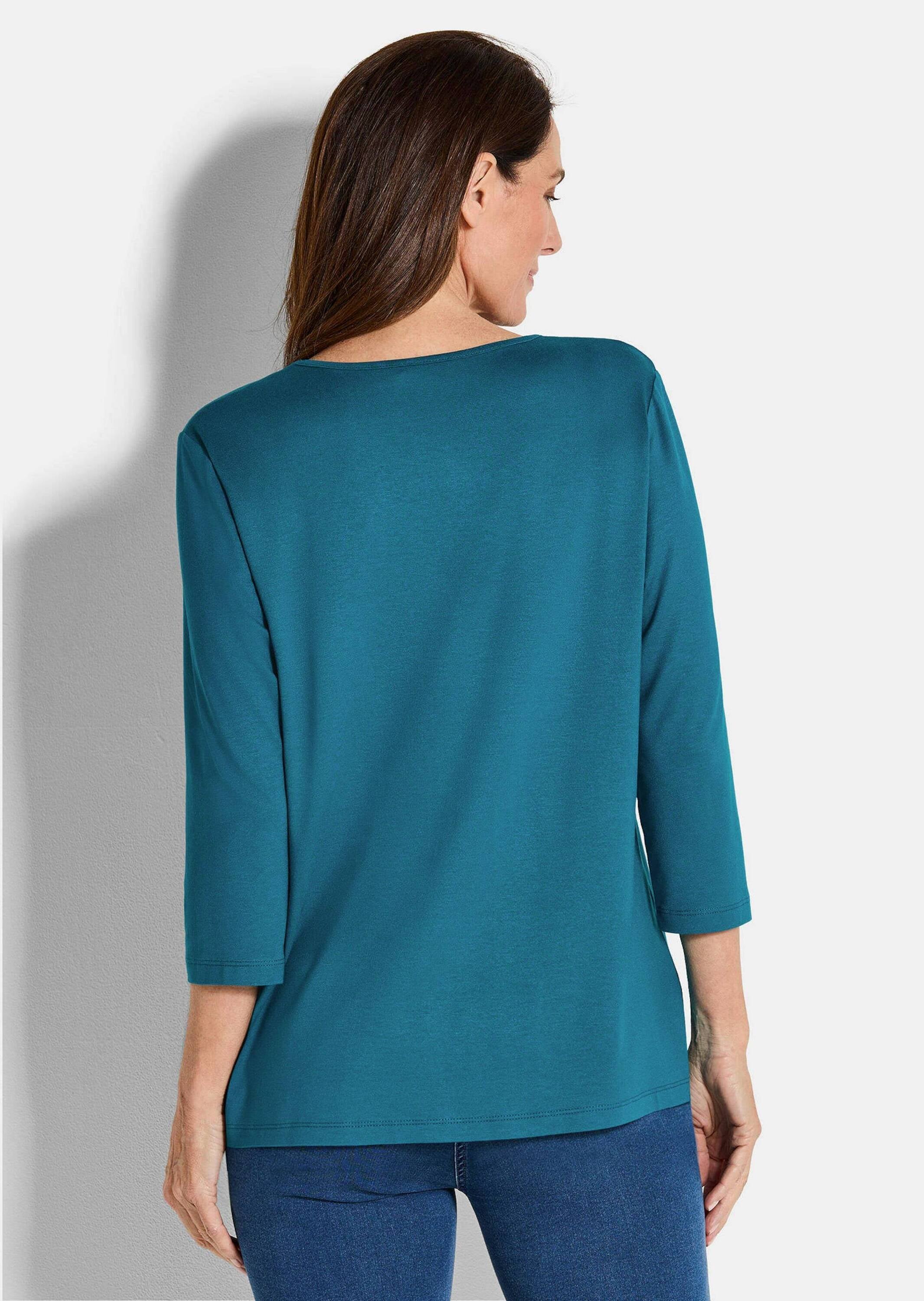 GOLDNER Kurzarmshirt »Kurzgröße Feminines Shirt aus Viskose-Jersey«