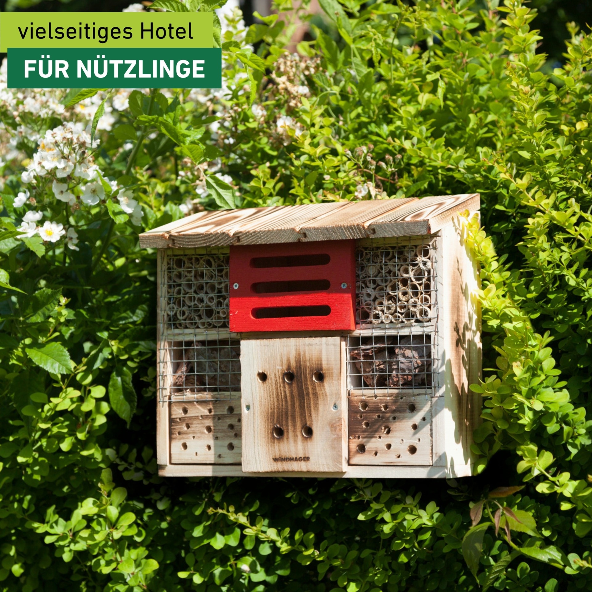 Windhager Insektenhotel »zur Linde, Schutz für Insekten, Wildbienen, Marienkäfer« Nistplatz aus Massivholz, Insektenhaus 27 x 30 x 13,5 cm