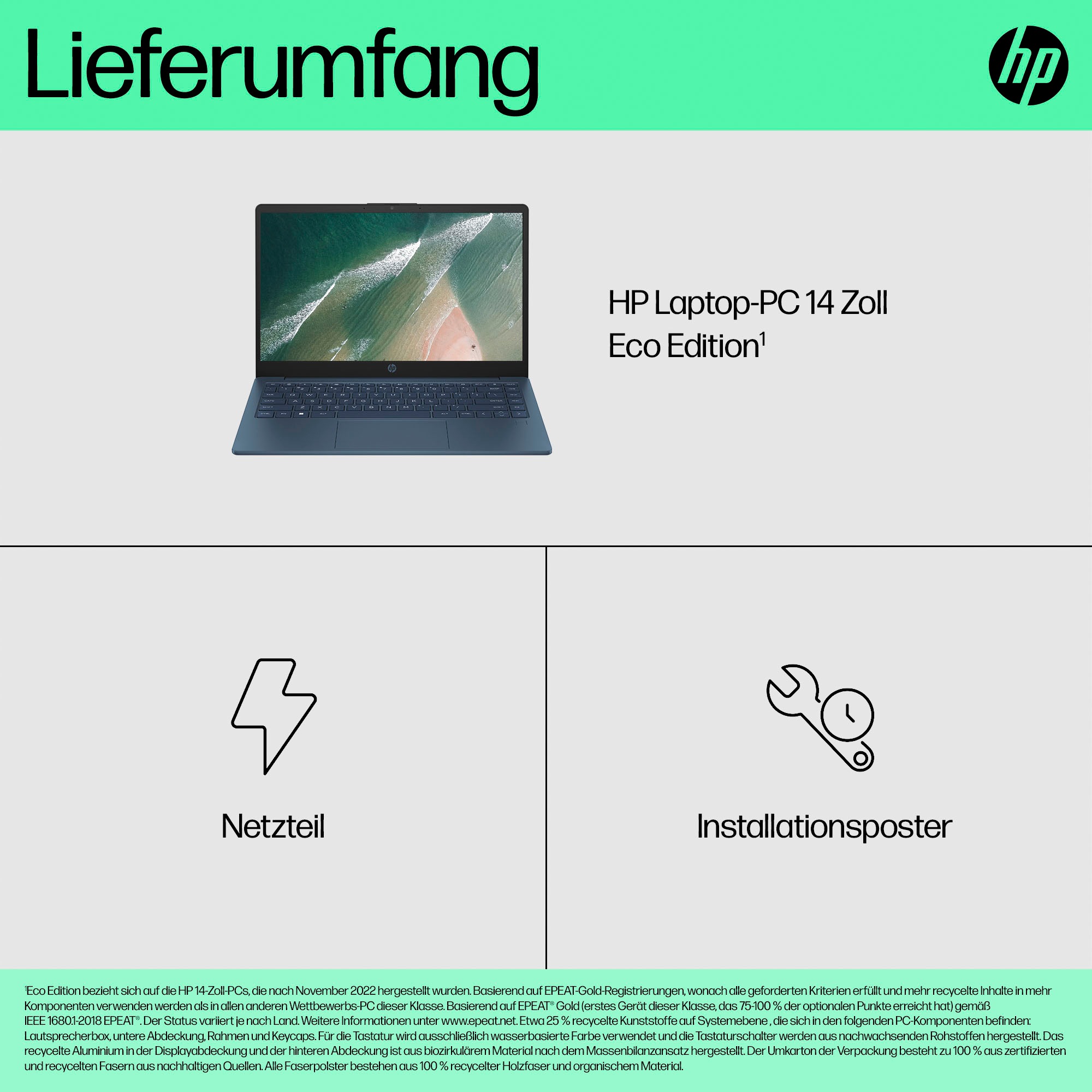 HP Notebook »14-ee0075ng«, 35,6 cm, / 14 Zoll, Intel, Core i7, Iris® Xᵉ Graphics, 512 GB SSD