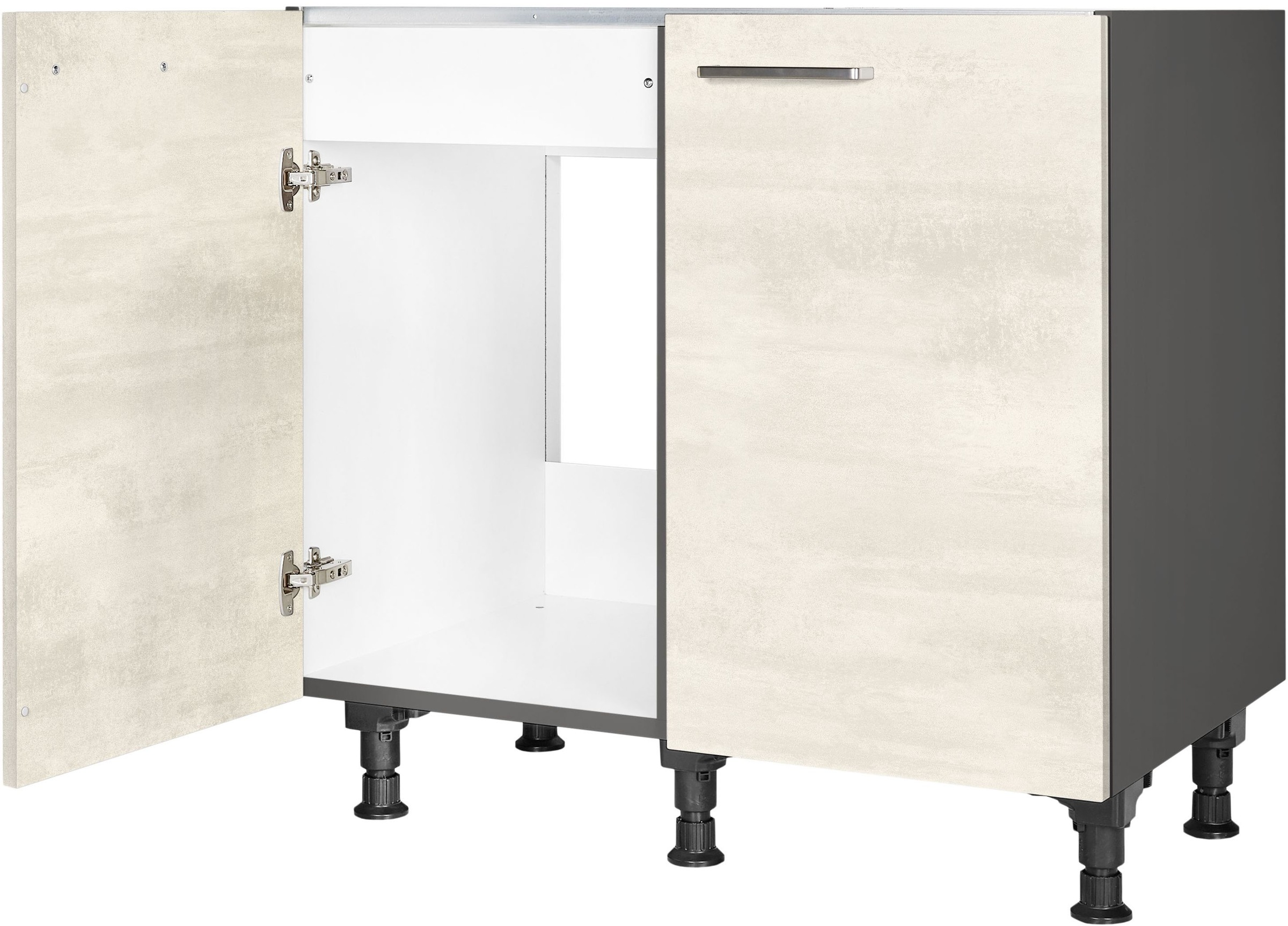 nobilia® Spülenschrank »"Riva", vormontiert, mit höhenverstellbaren Sockelfüßen,«, Breite 90 cm