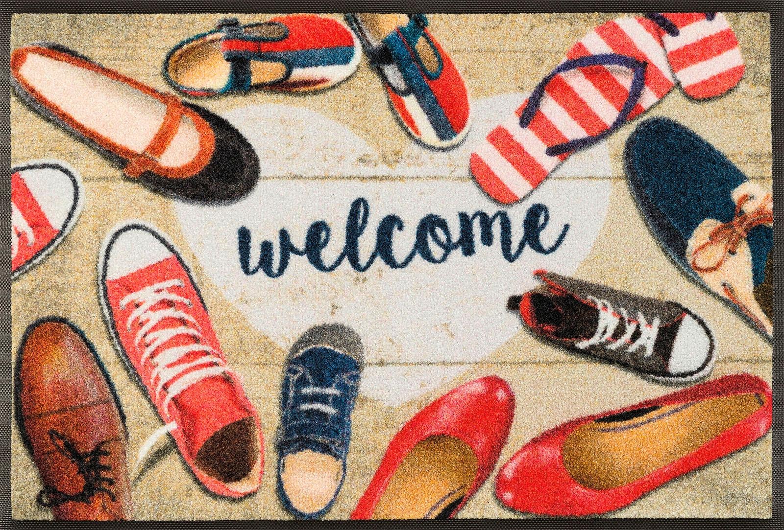 Spruch, rechteckig, welcome«, rutschhemmend | by Schmutzfangmatte, Fußmatte wash+dry Kleen-Tex »Shoes BAUR mit